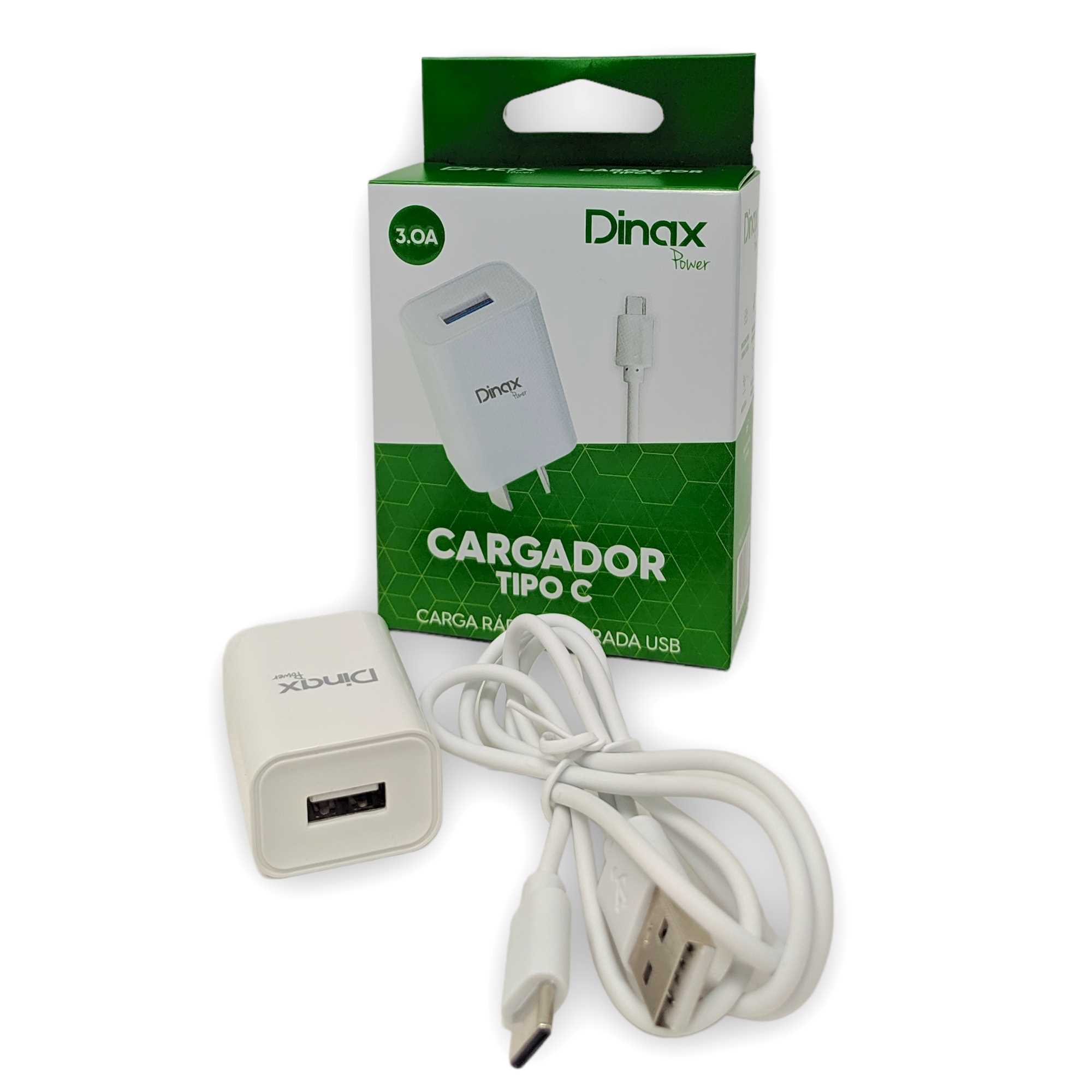 CARGADOR 220V TIPO C DINAX 3.2A CABLE + 1 USB (CAJA)