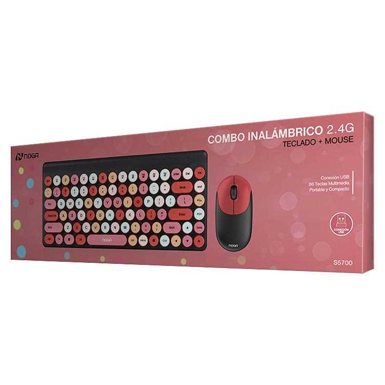 TECLADO Y MOUSE INALAMBRICO NOGANET NKB-S5700 NEGRO Y ROJO