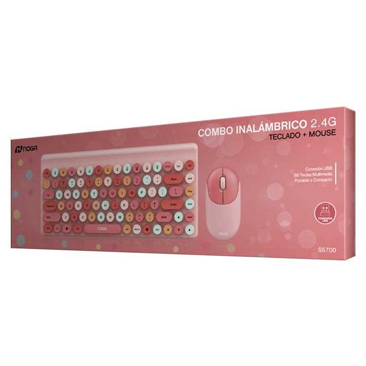 TECLADO Y MOUSE INALAMBRICO NOGANET NKB-S5700 ROSA