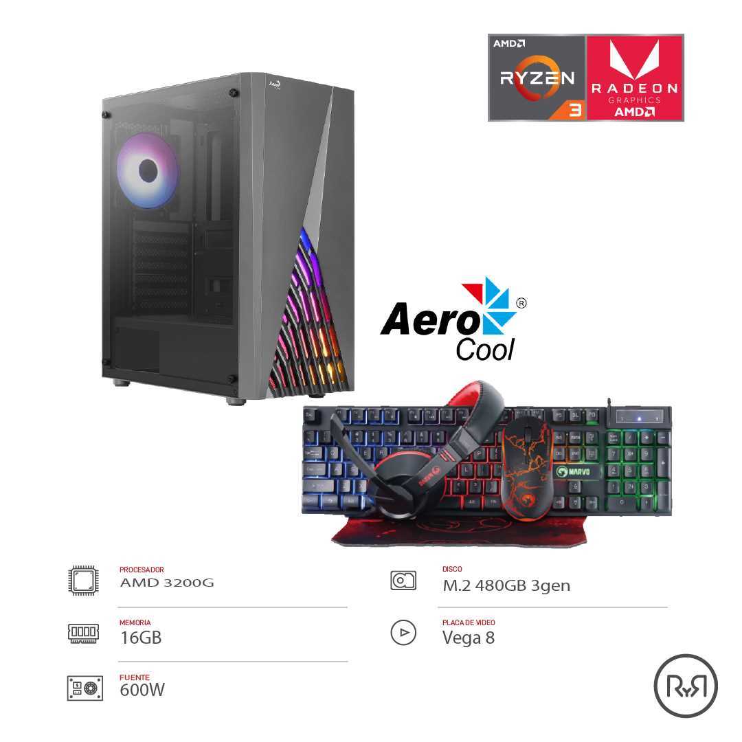 Pc  4.0ghz Vibox VI-78 PC Gaming Completo • Monitor 22 • AMD Ryzen 3 3200G 4,0GHz • Radeon Vega 8 • 16GB RAM • 480GB SSD • Windows 11 • WiFi Portatil Rtx