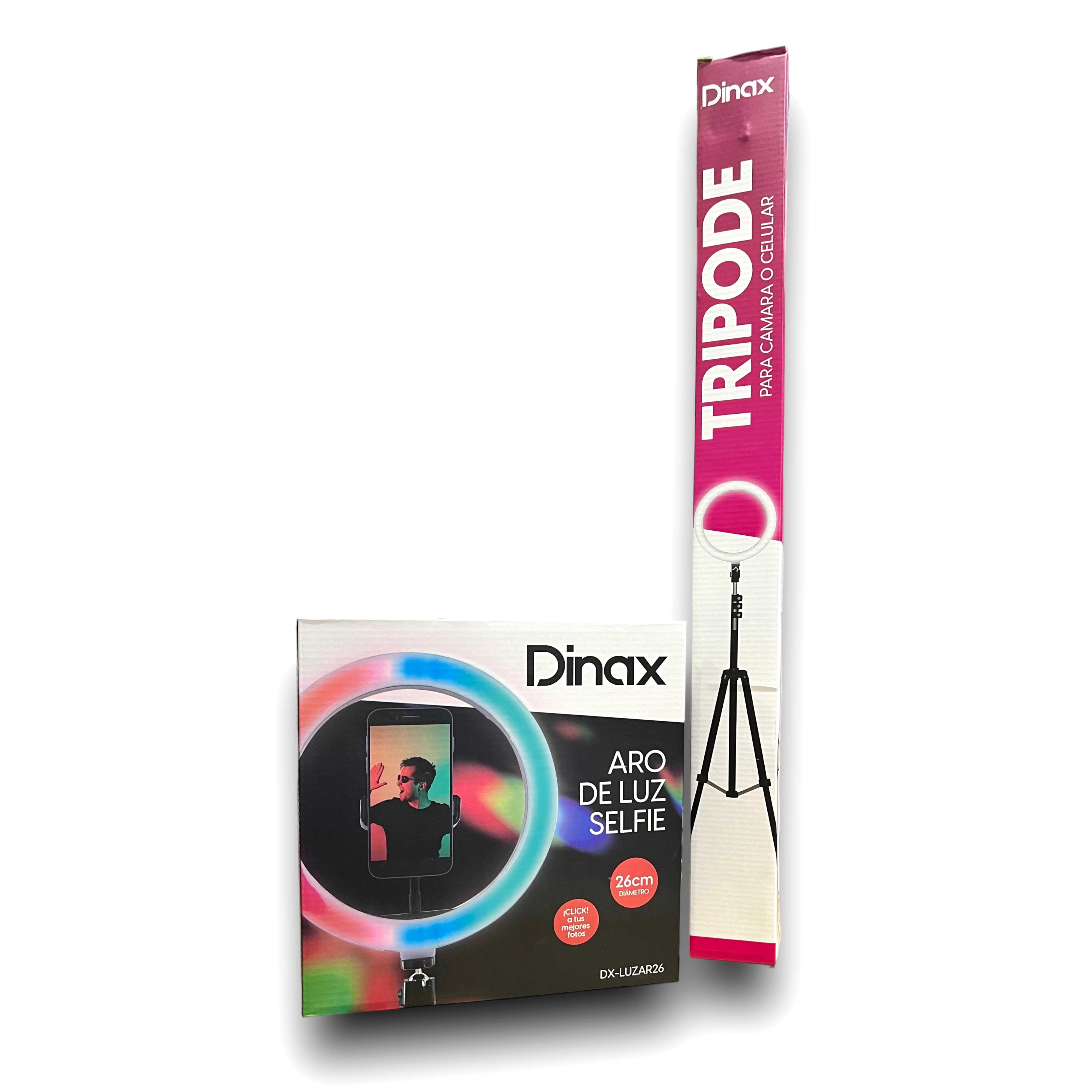 TRIPODE PARA CELULAR DINAX 2.1M + ARO LUZ 26CM RGB DXTRIRGB26