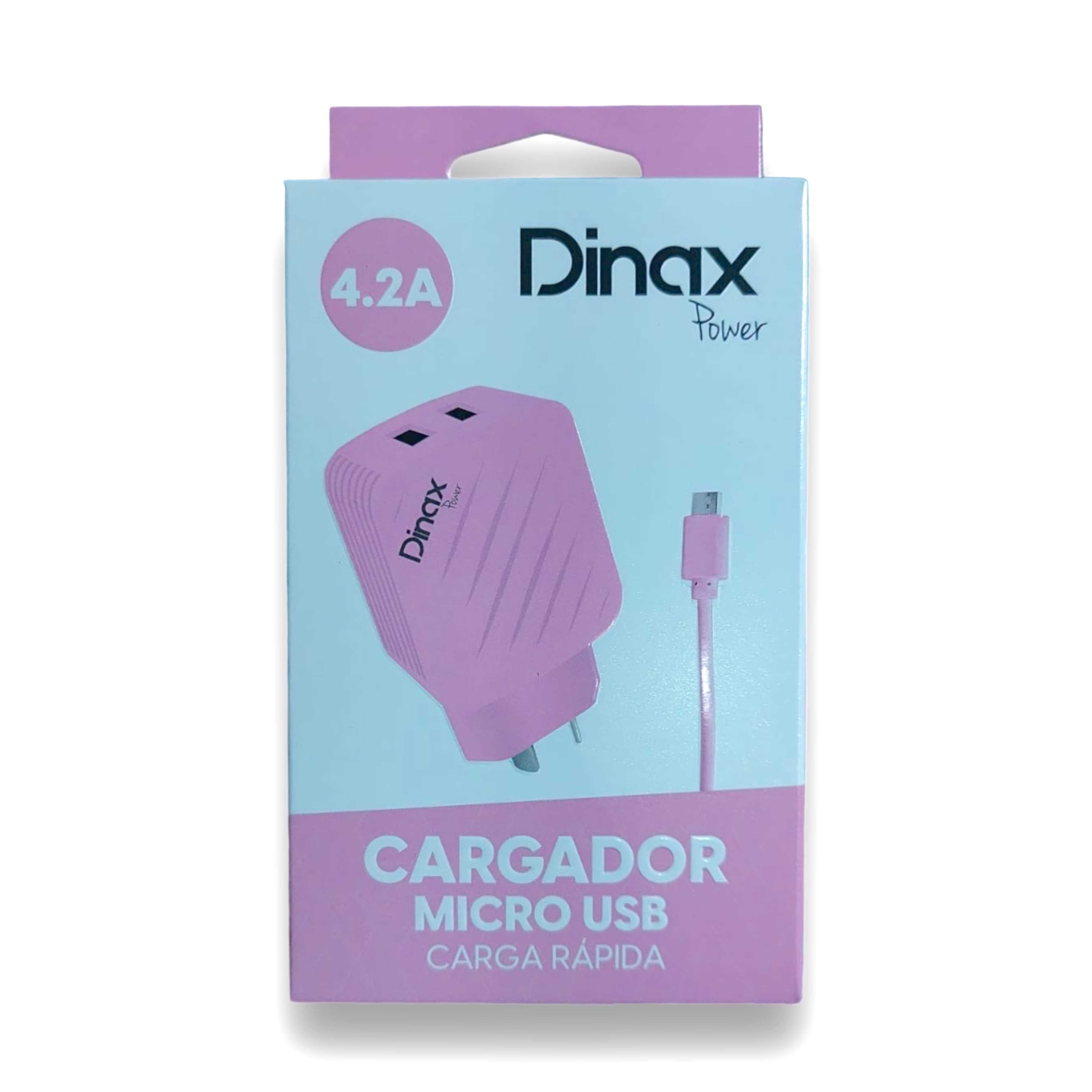 CARGADOR 220V 4.2A MICRO USB DINAX CABLE + 2 USB ROSA