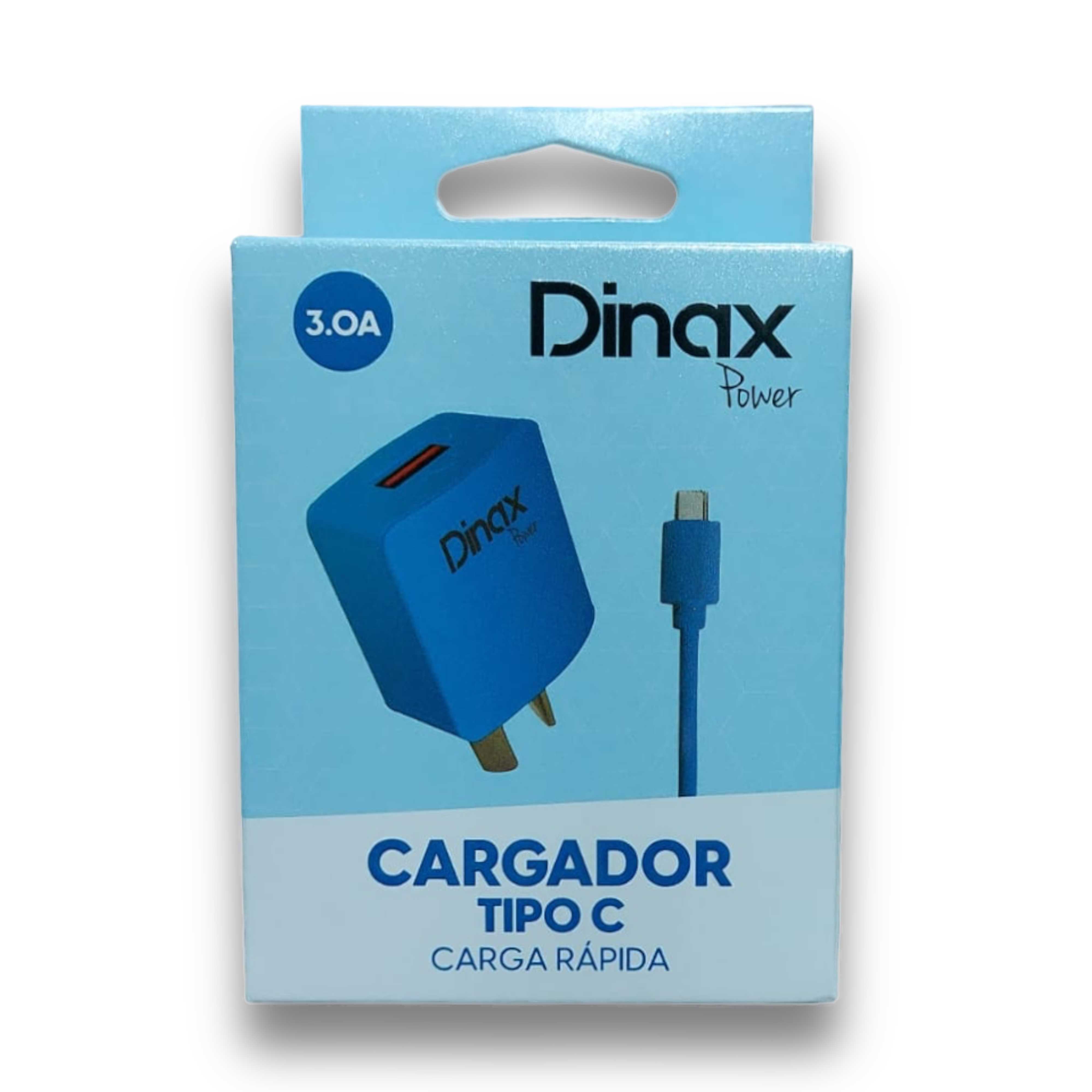 CARGADOR 220V TIPO C DINAX 3A CABLE + 1 USB (CAJA) AZUL