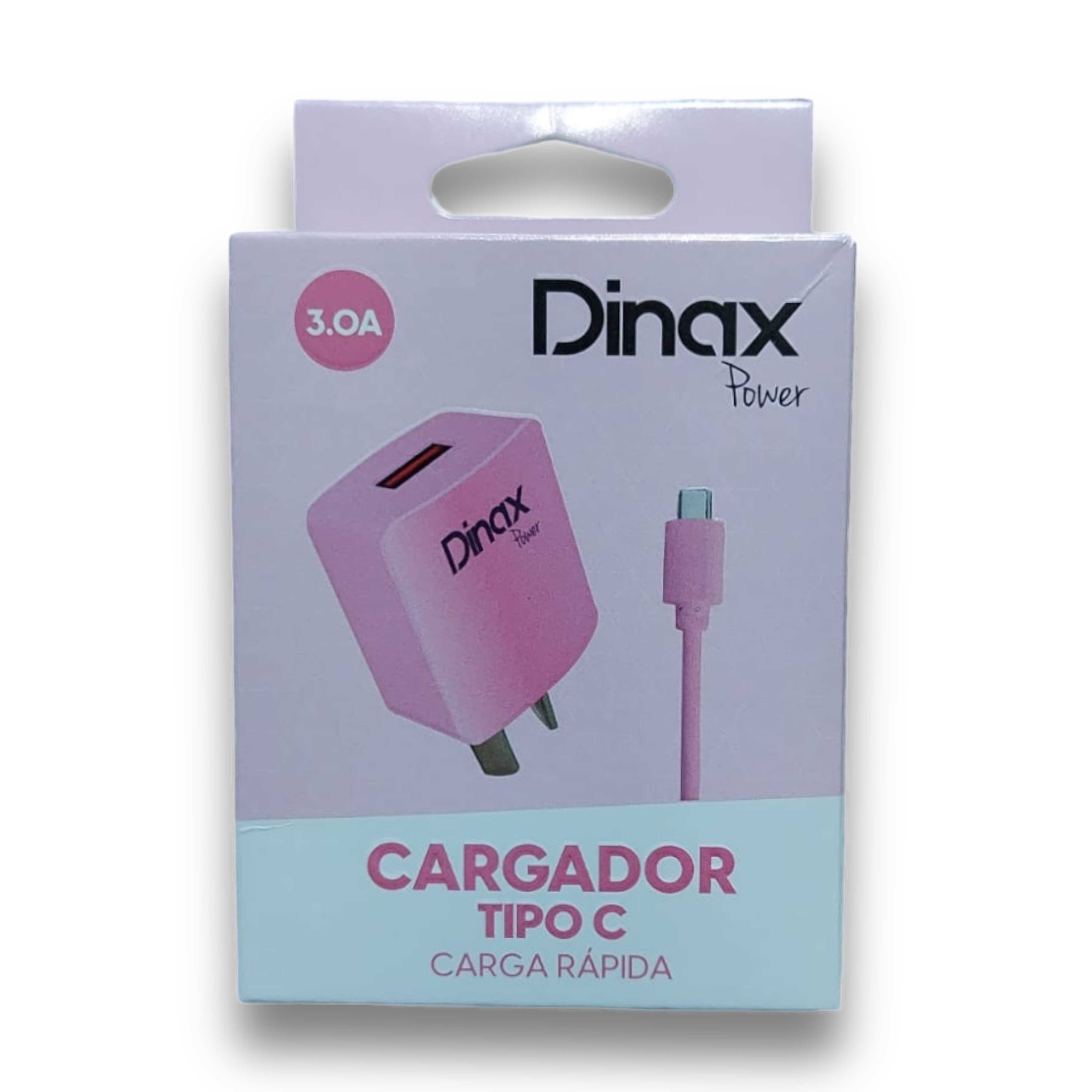 CARGADOR 220V TIPO C DINAX 3A CABLE + 1 USB (CAJA) ROSA