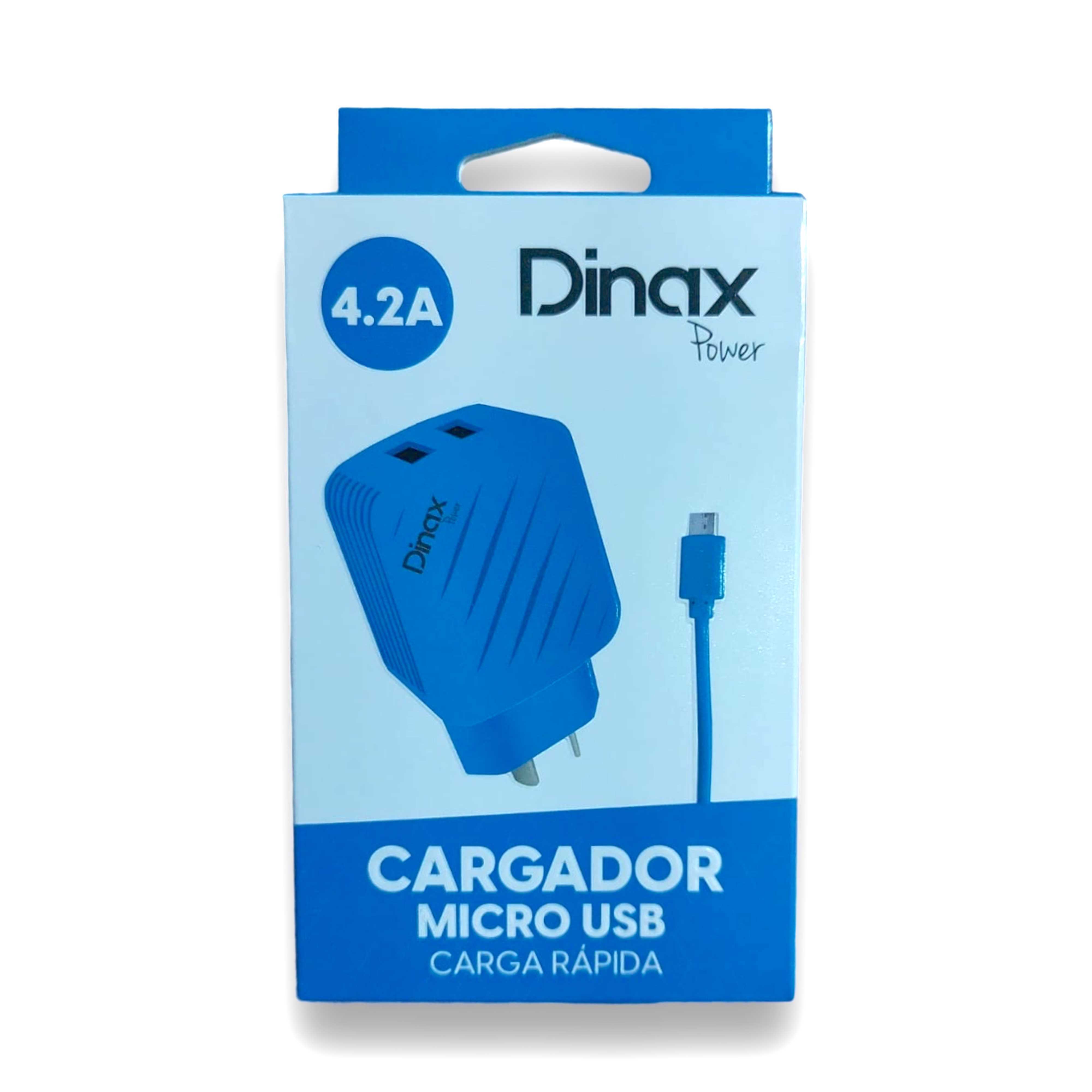 CARGADOR 220V 3A MICRO USB DINAX CABLE + 1 USB (CAJA) ROJO
