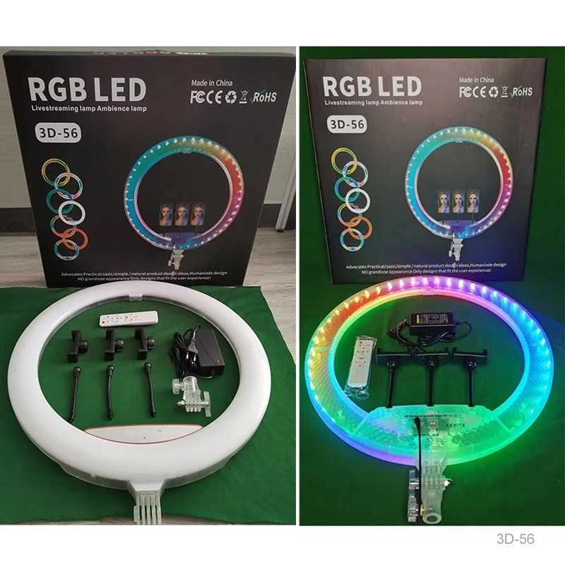 ANILLO SELFIE 55CM C/SOPORTE CELULAR TRIPLE 3D-56 RGB