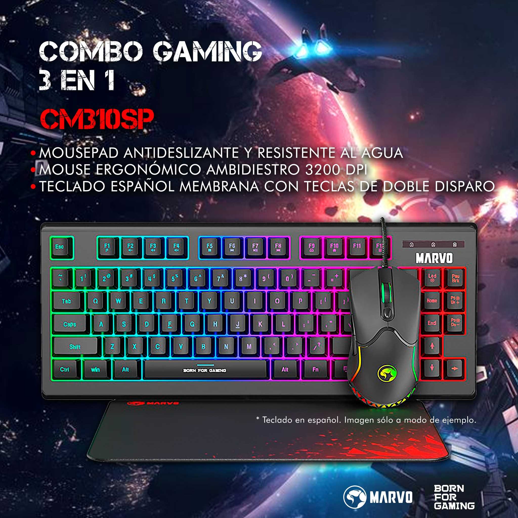COMBO MARVO CM310SP 3 EN 1 NEGRO (TEC-MOUSE Y PAD)