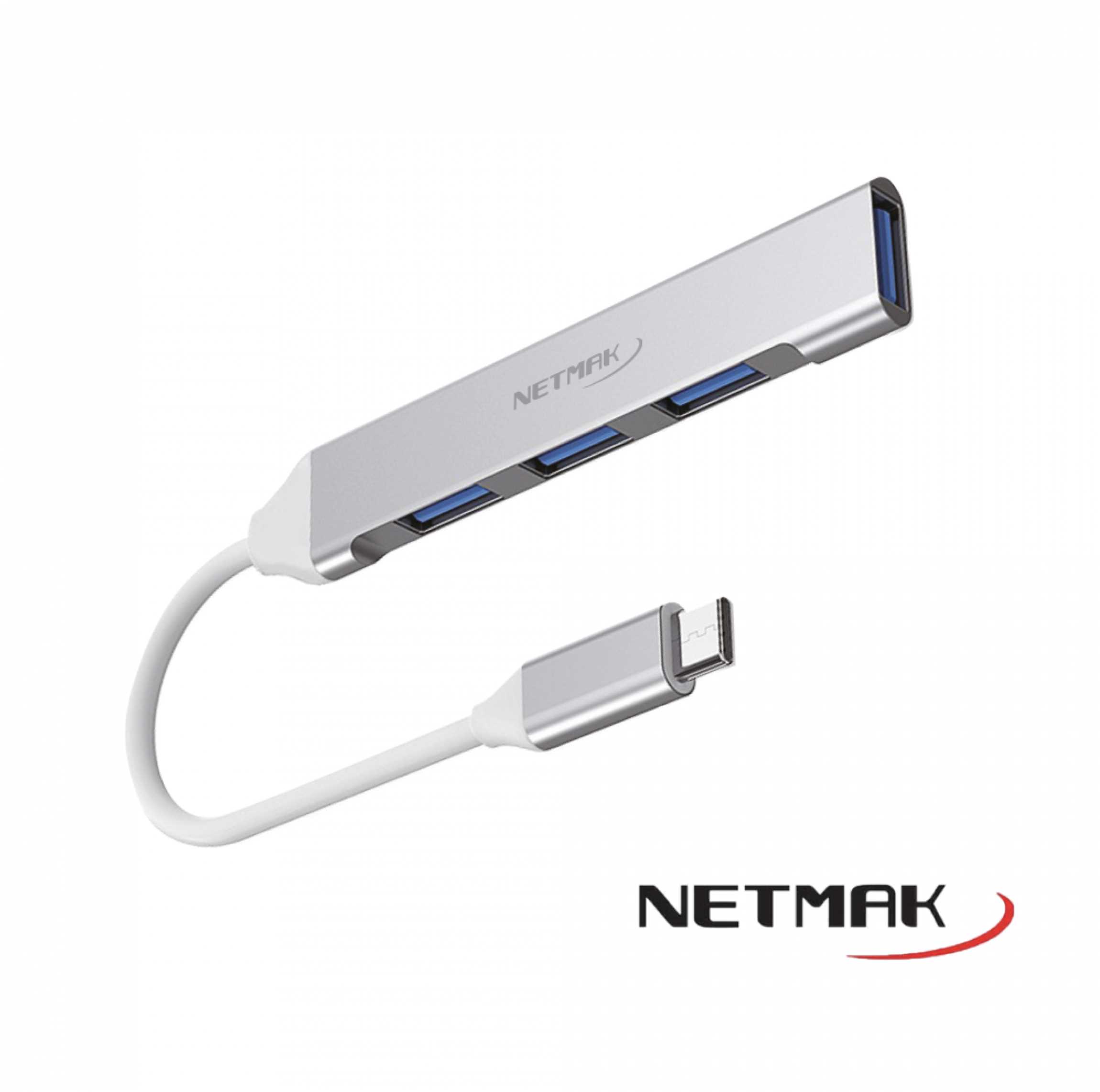 HUB USB TIPO C A 3-USB 2.0 + 1-USB 3.0 NETMAK NM-AC09