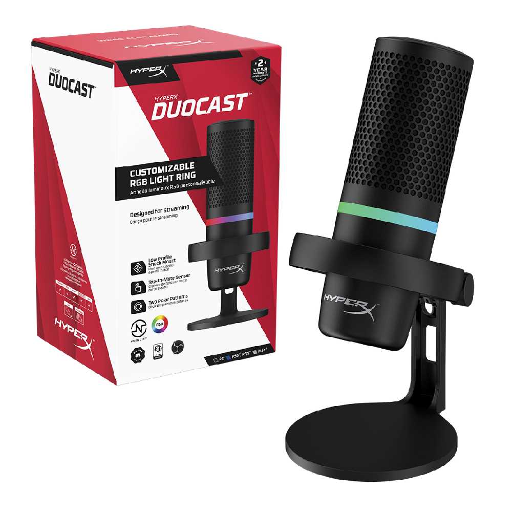 MICROFONO HYPERX DUOCAST S RGB STREAMING BLACK PC/PS4