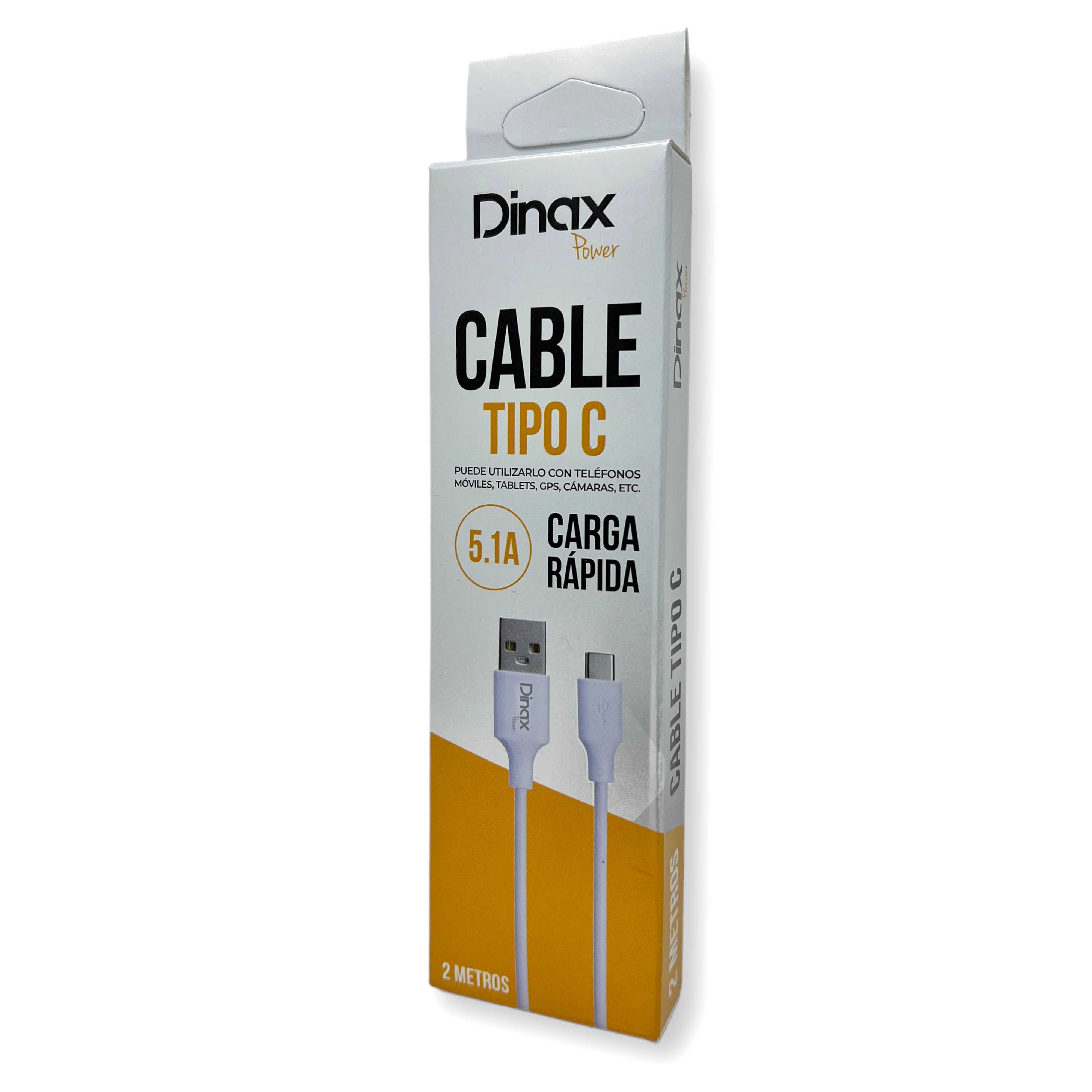 CABLE USB A TIPO C DINAX 5.1A 2M CARGA RAPIDA LISO DX-012MTC