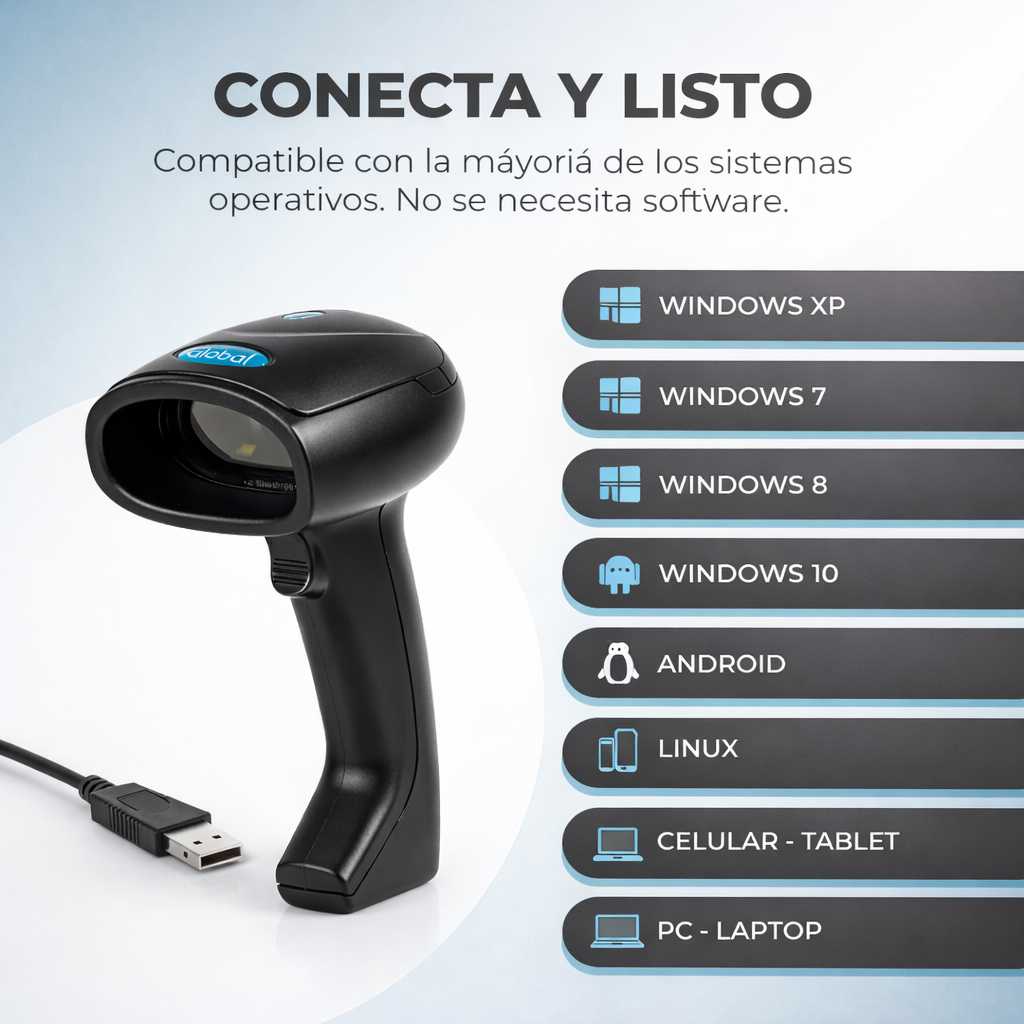 LECTOR DE CODIGO BARRA LASER GLOBAL 1D BS-1DUSB