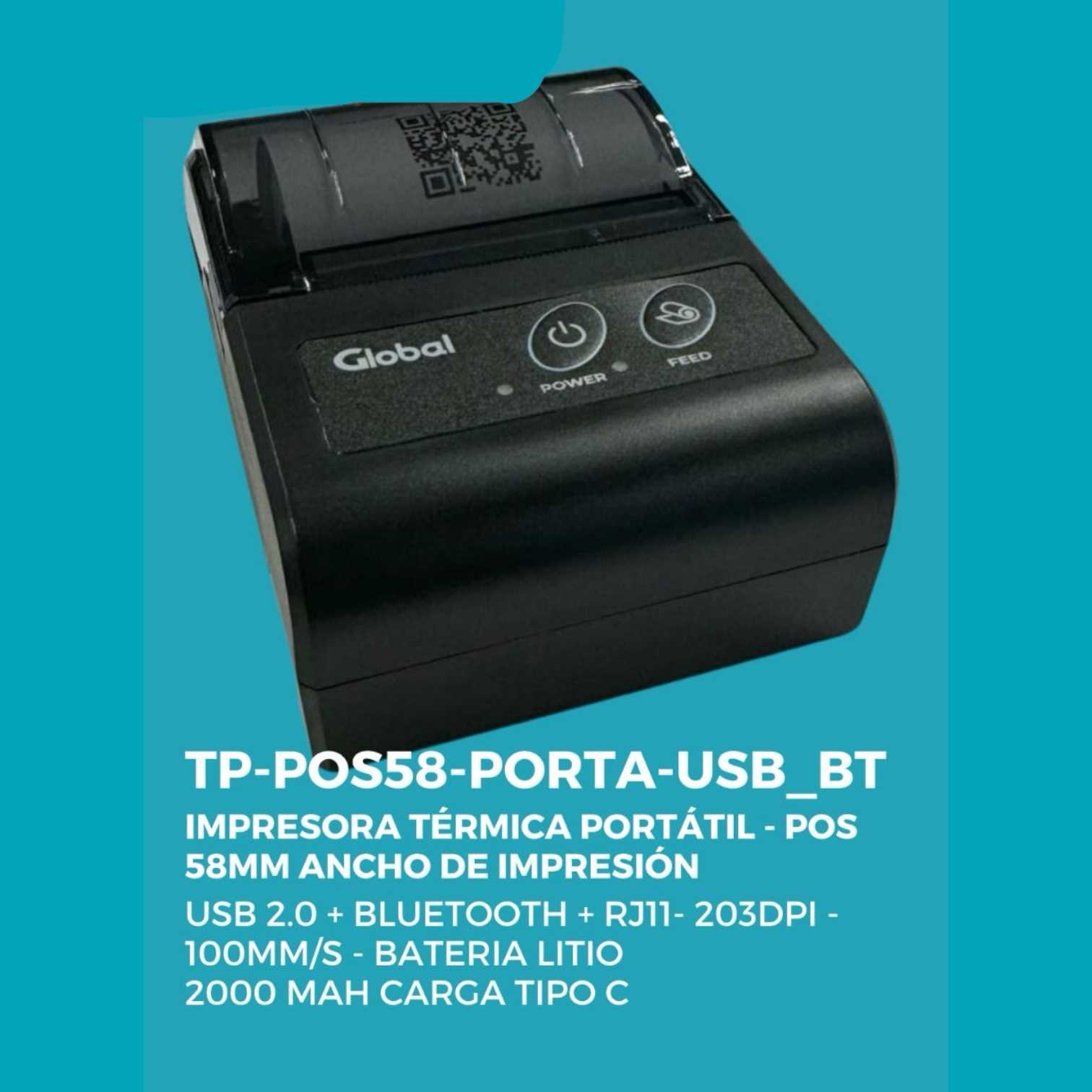IMPRESORA TERMICA GLOBAL TP-POS58-PORTA-USB+BT