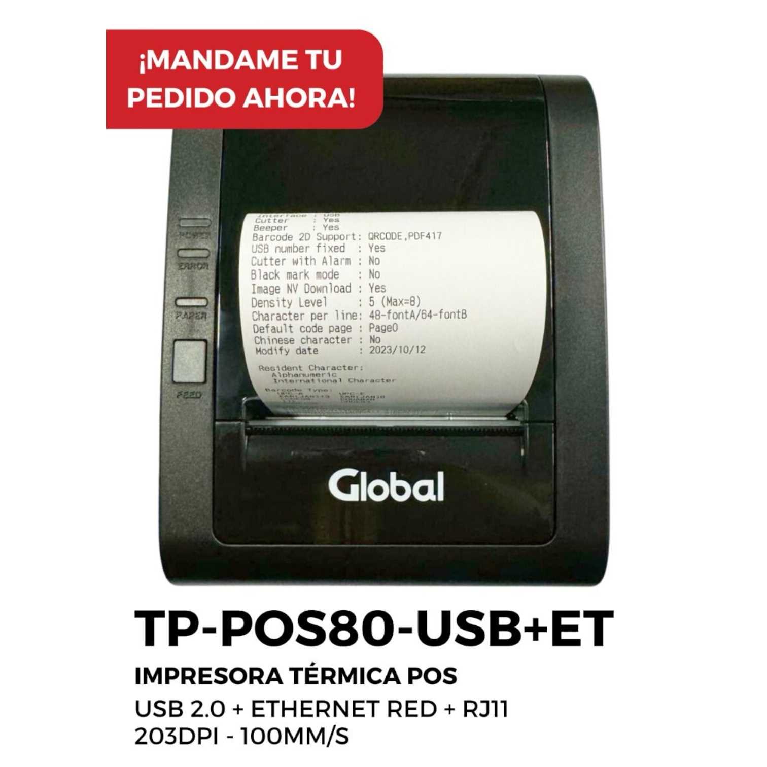 IMPRESORA TERMICA GLOBAL TP-POS80-USB+ET