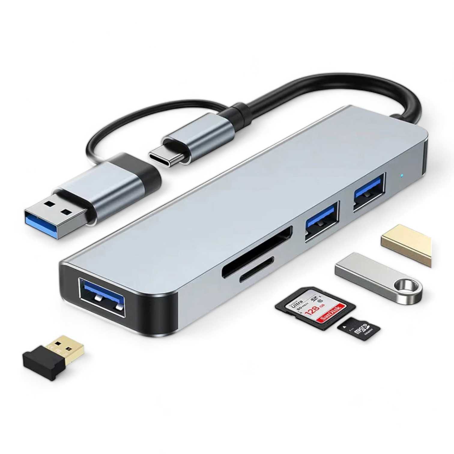 HUB USB TIPO C 3.1 SEISA USB3.0 + 2.0 +SD/TF CQT-2302