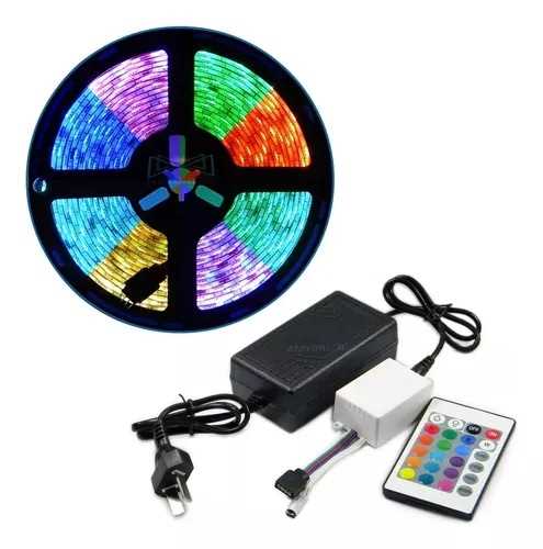 TIRA LED 5050 RYR INTERIOR RGB KIT 5M C/FUENTE Y CONTROLADORA