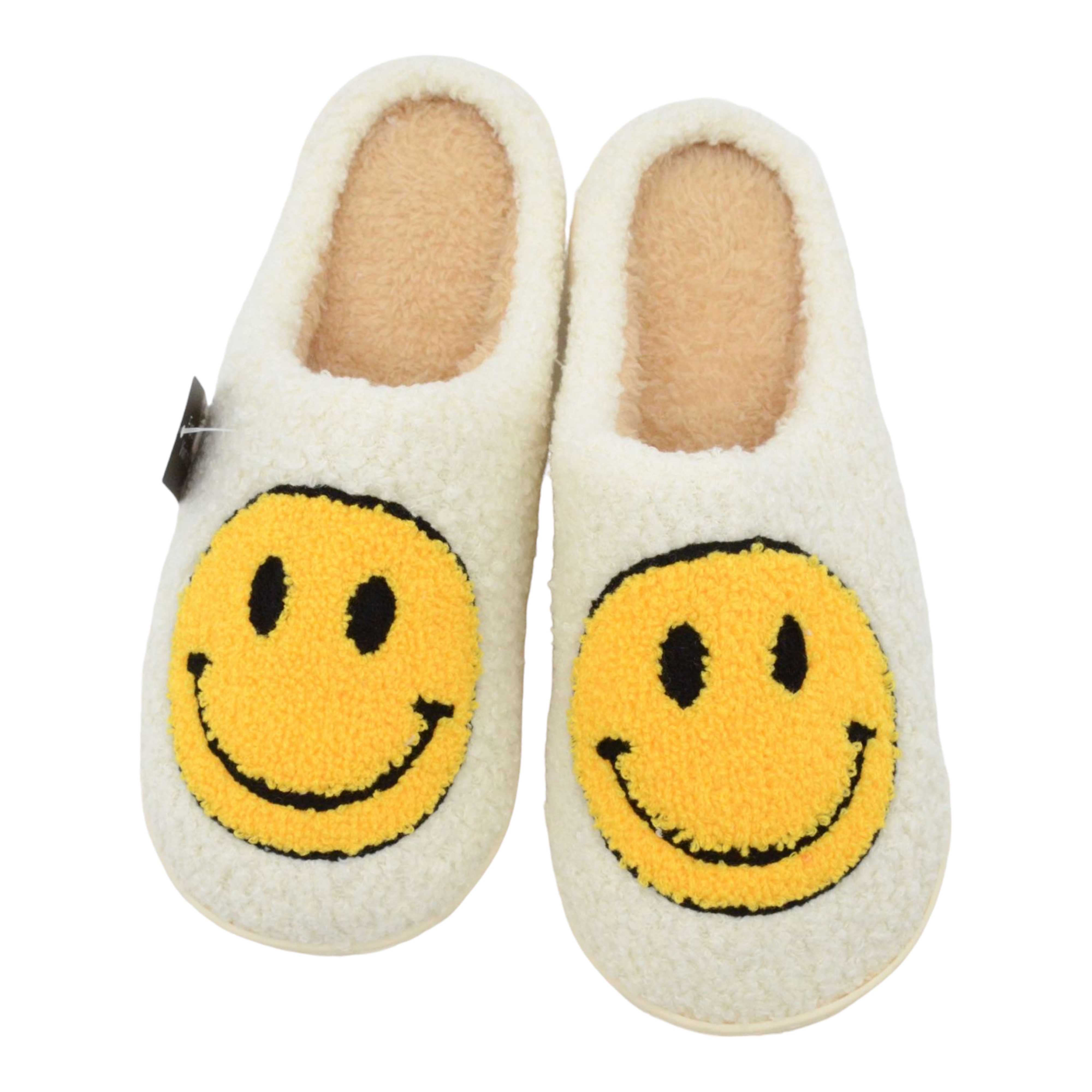 PANTUFLAS PELUCHE CARITA FELIZ TALLE S AMARILLA
