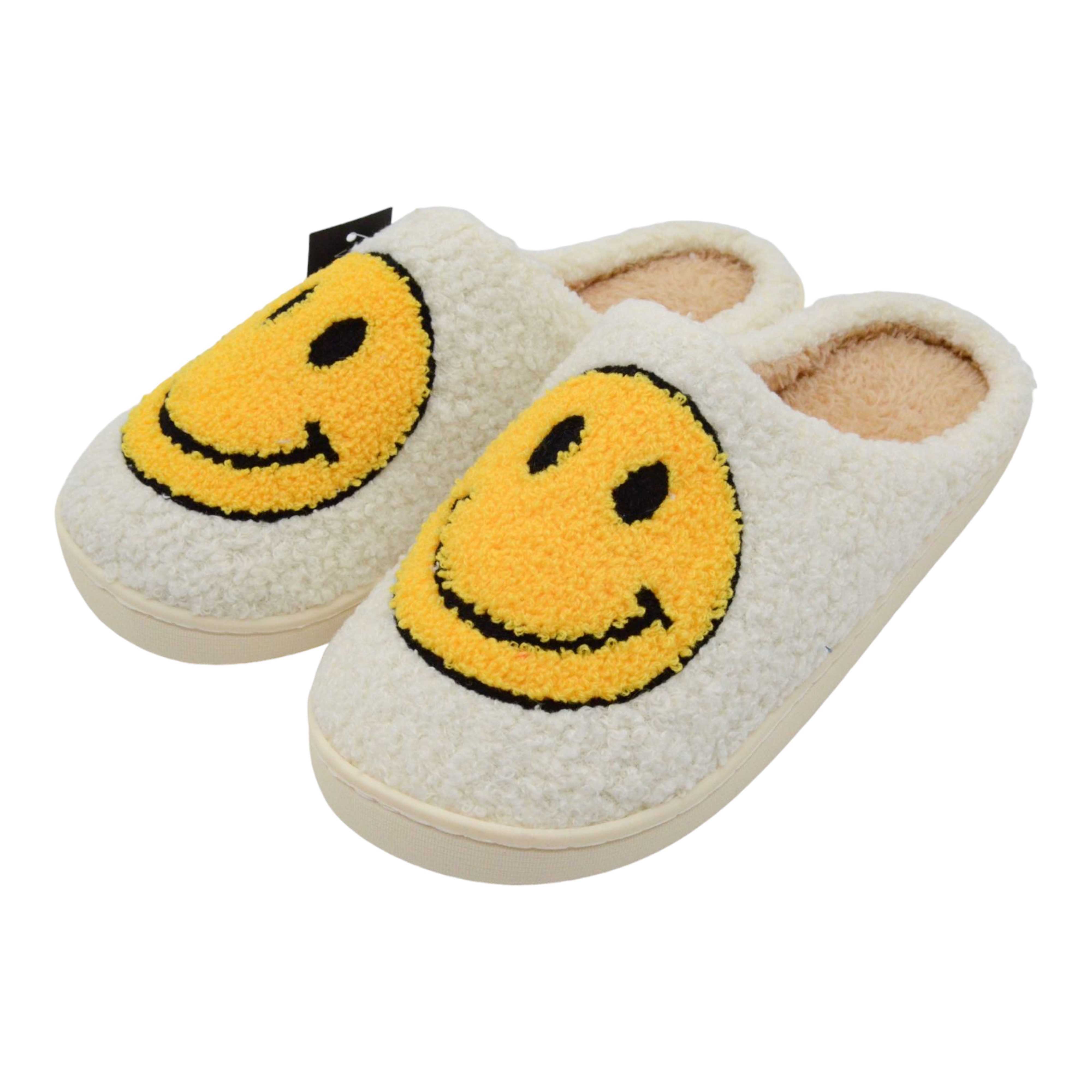 PANTUFLAS PELUCHE CARITA FELIZ TALLE M AMARILLA