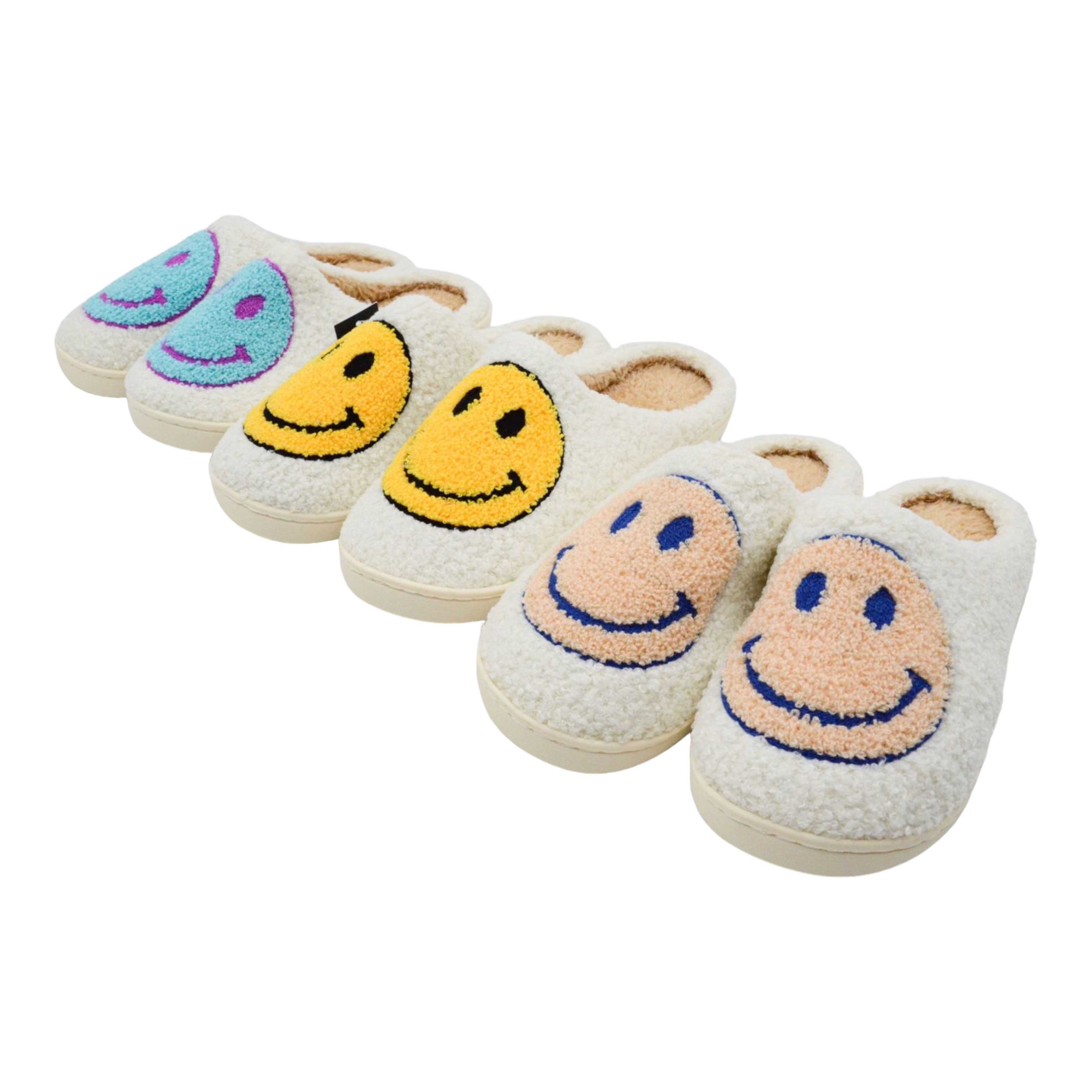 PANTUFLAS PELUCHE CARITA FELIZ TALLE L AMARILLA