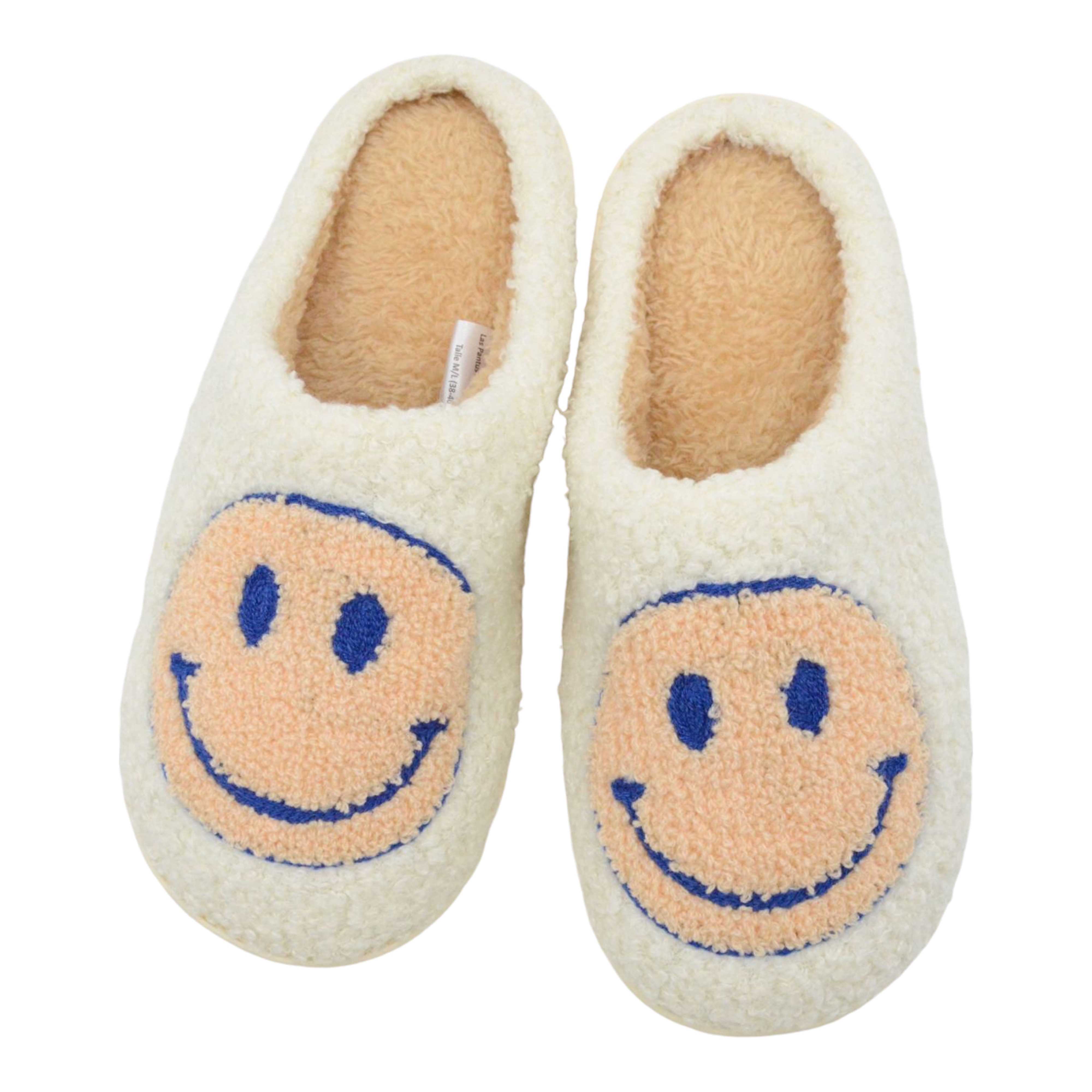 PANTUFLAS PELUCHE CARITA FELIZ TALLE S ROSA