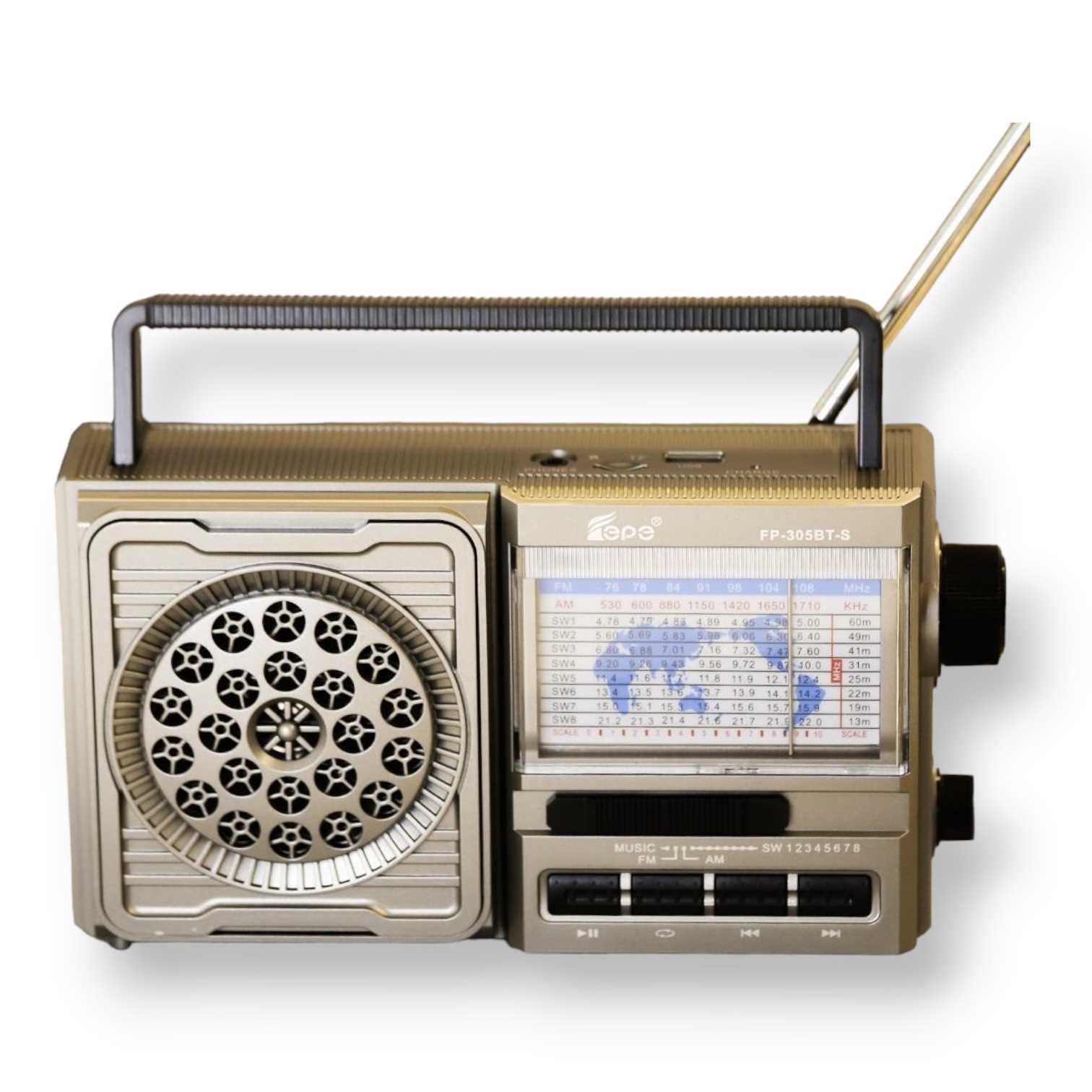 PARLANTE Y RADIO FULL FP-305 C/BATERIA (MP3/USB/SD FM-AM-SW)