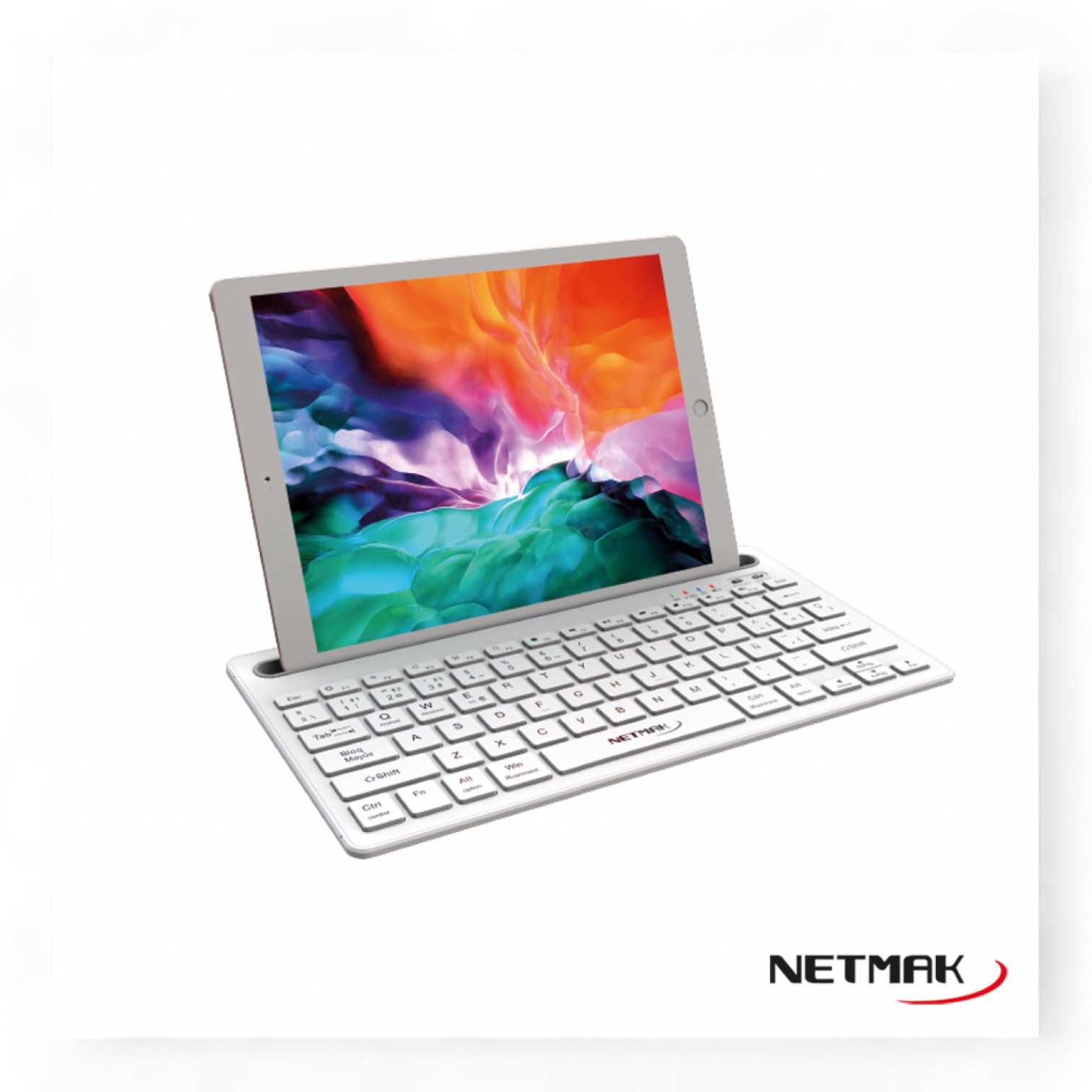 TECLADO NETMAK BLUETOOTH KB650 MULTI-DEVICE BLANCO