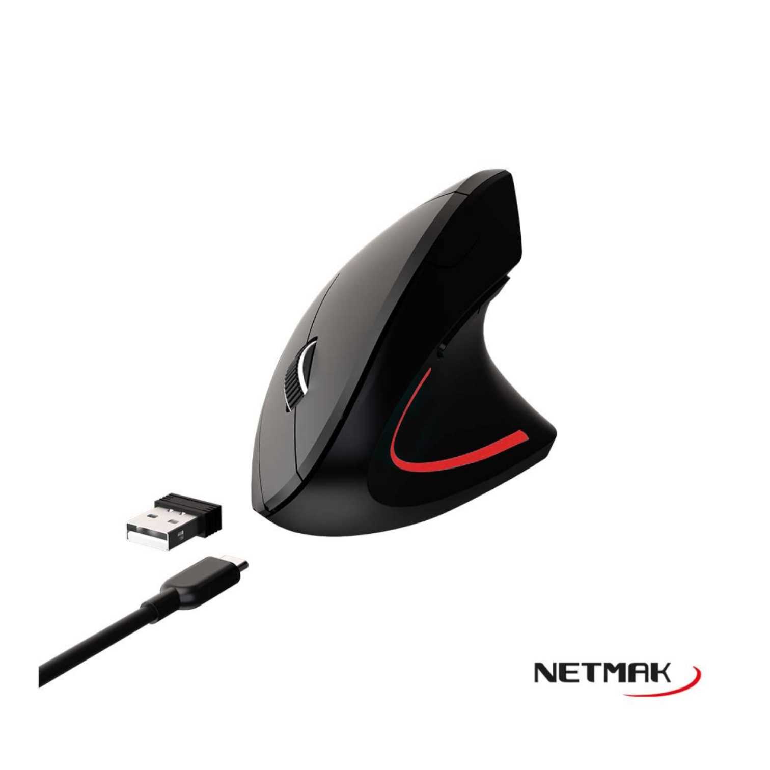 Mouse Vertical Inalambrico Recargable Netmak (NM-ERGO)