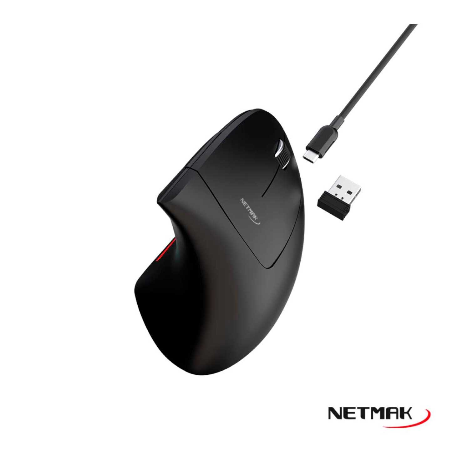 MOUSE NETMAK INALMABRICO NM-ERGO RECARGABLE VERTICAL