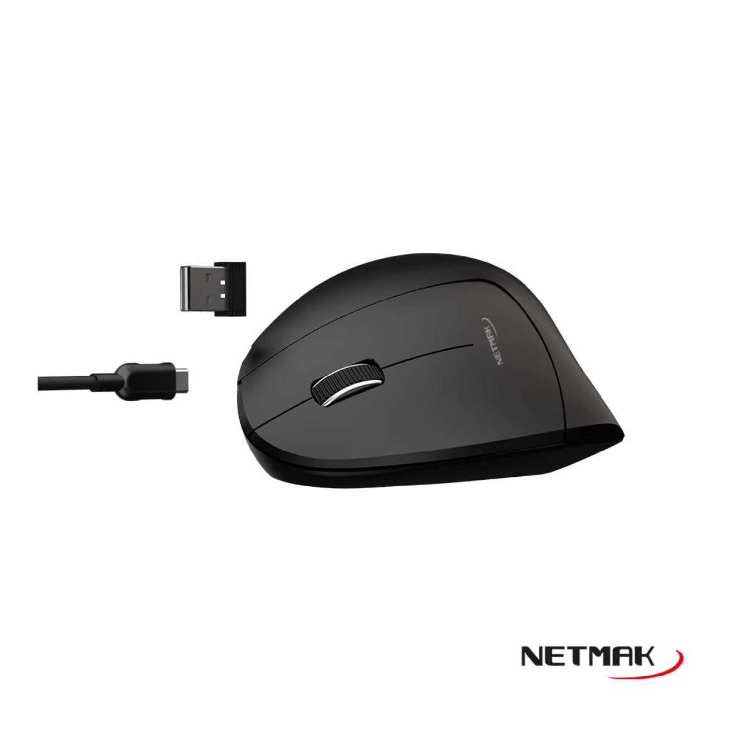 MOUSE NETMAK INALMABRICO NM-ERGO RECARGABLE VERTICAL