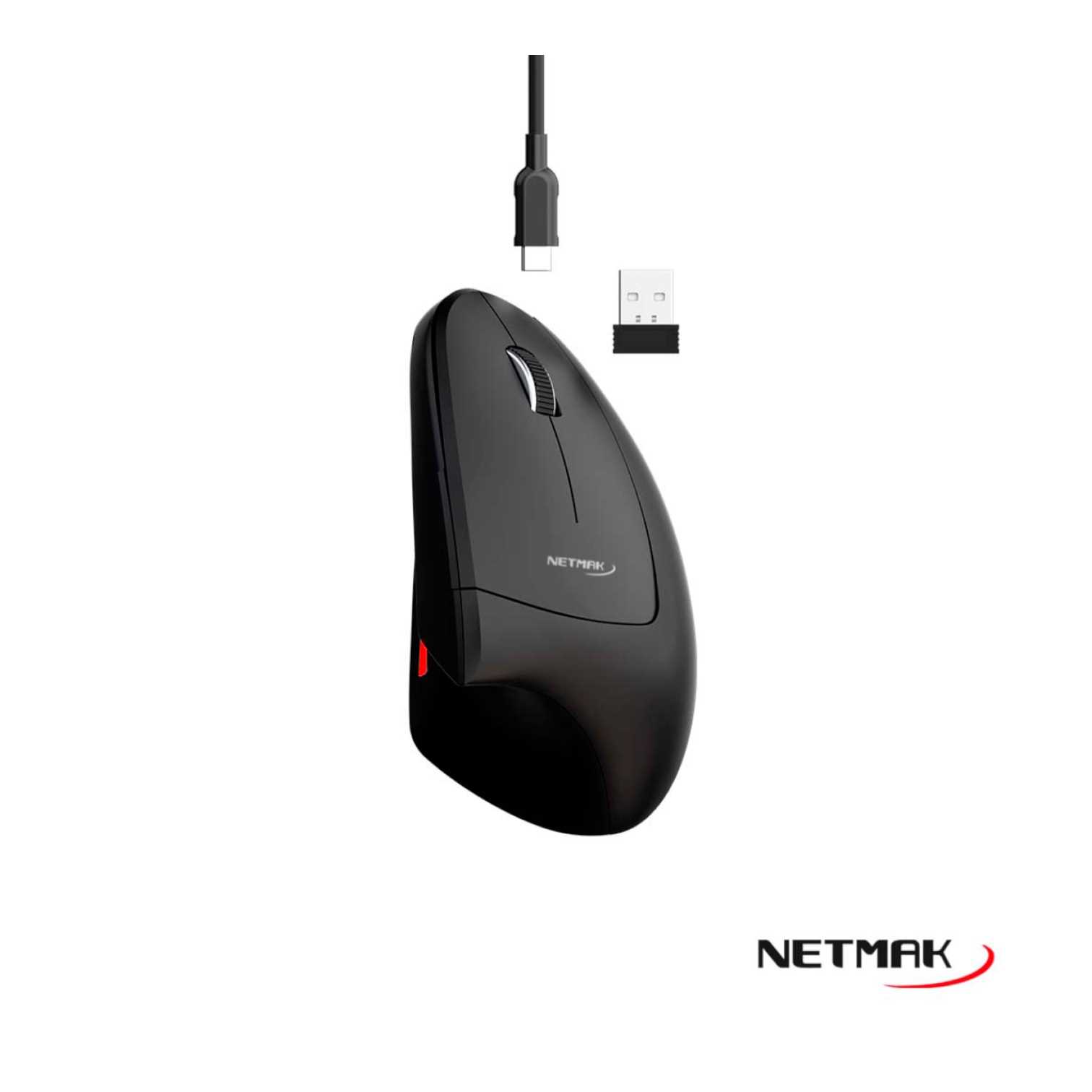 MOUSE NETMAK INALMABRICO NM-ERGO RECARGABLE VERTICAL