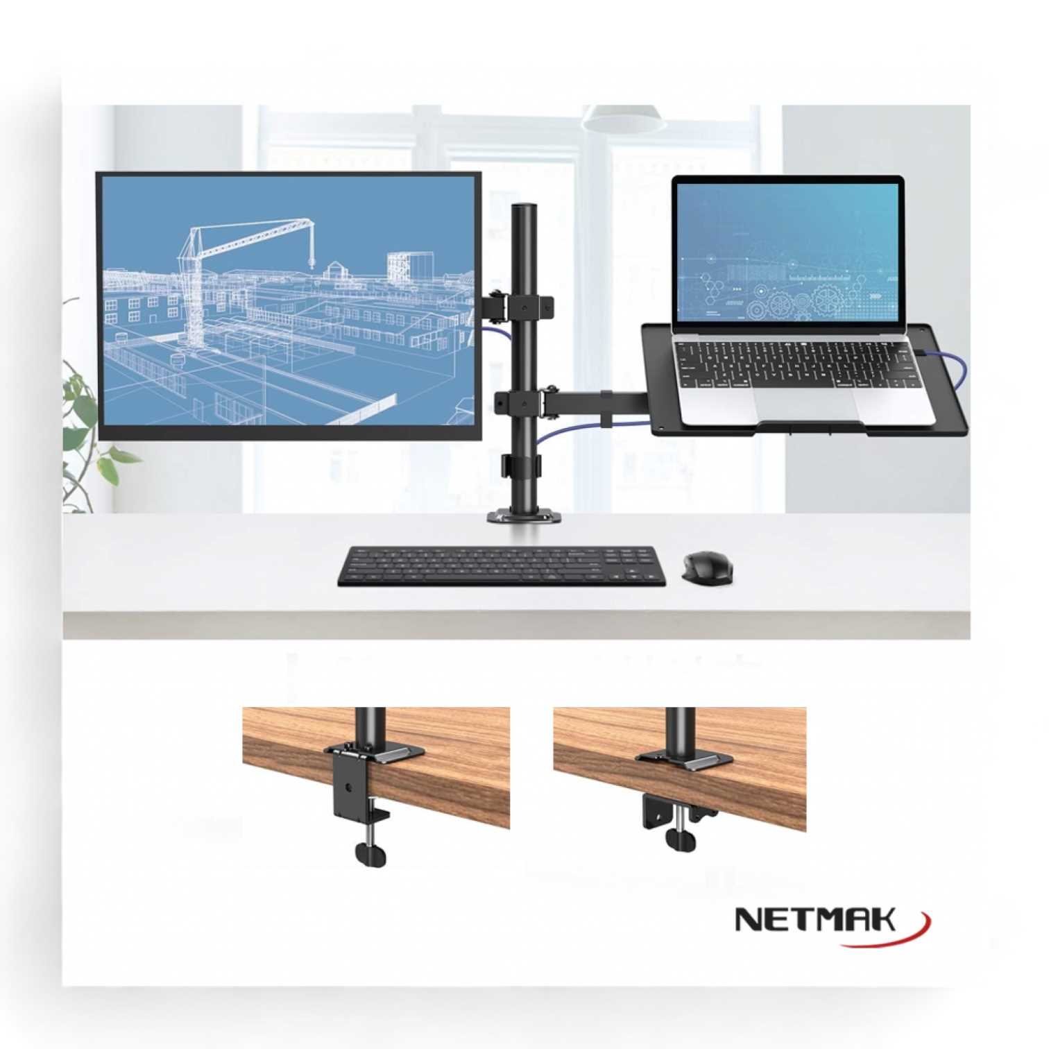 SOPORTE TV NETMAK MOVIL ST26 MONITOR Y NOTEBOOK