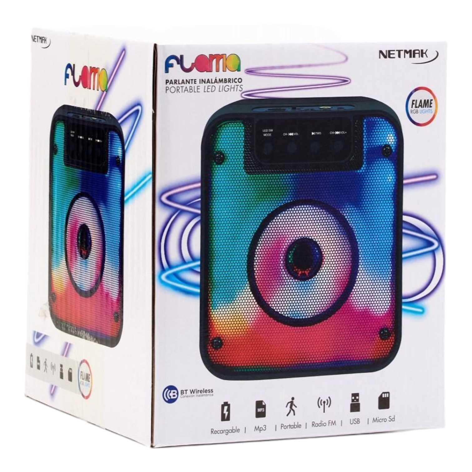 PARLANTE NETMAK BLUETOOTH FLAMA 10W 4