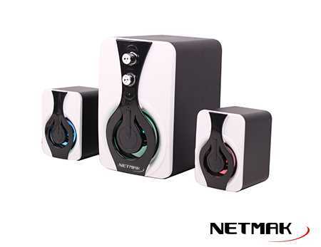PARLANTE 2.1 USB NETMAK GAMMER TRUENO WHITE
