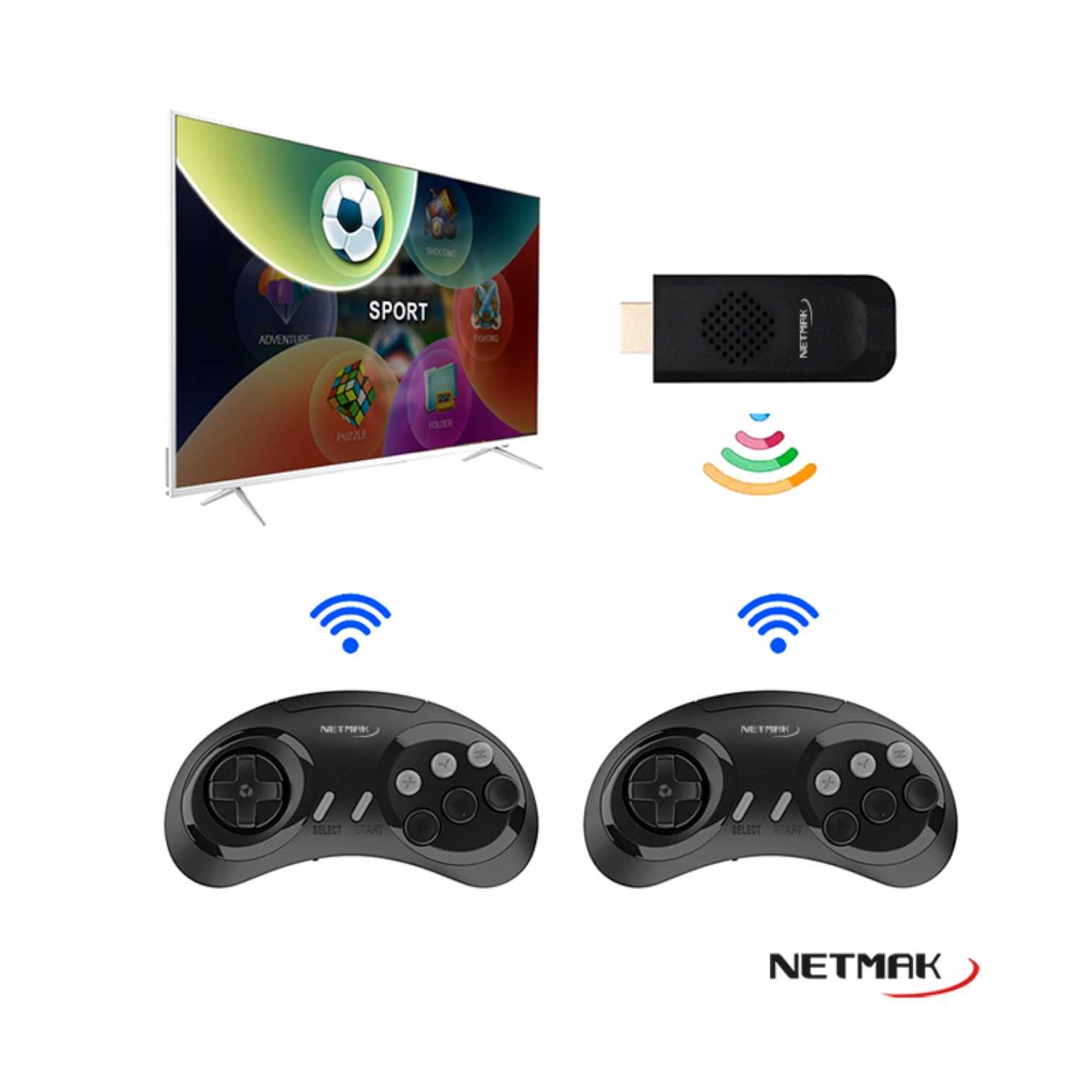 CONSOLA DE JUEGOS NETMAK NM-S900 C/2 JOY HDMI 5000 JUEGOS