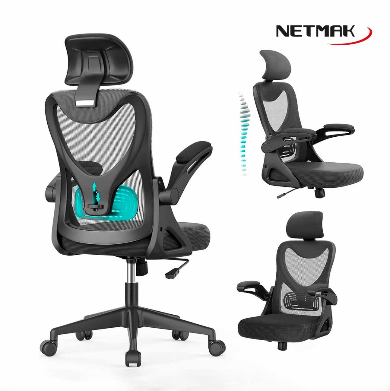SILLA OFICINA NETMAK NM-ELEGANZA REJILLA NEGRO