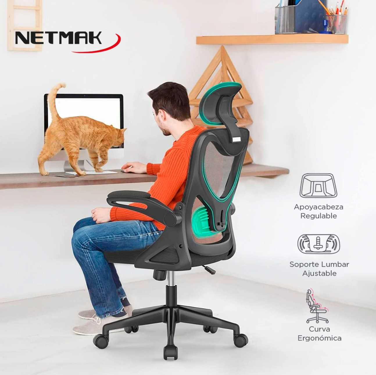 SILLA OFICINA NETMAK NM-ELEGANZA REJILLA NEGRO