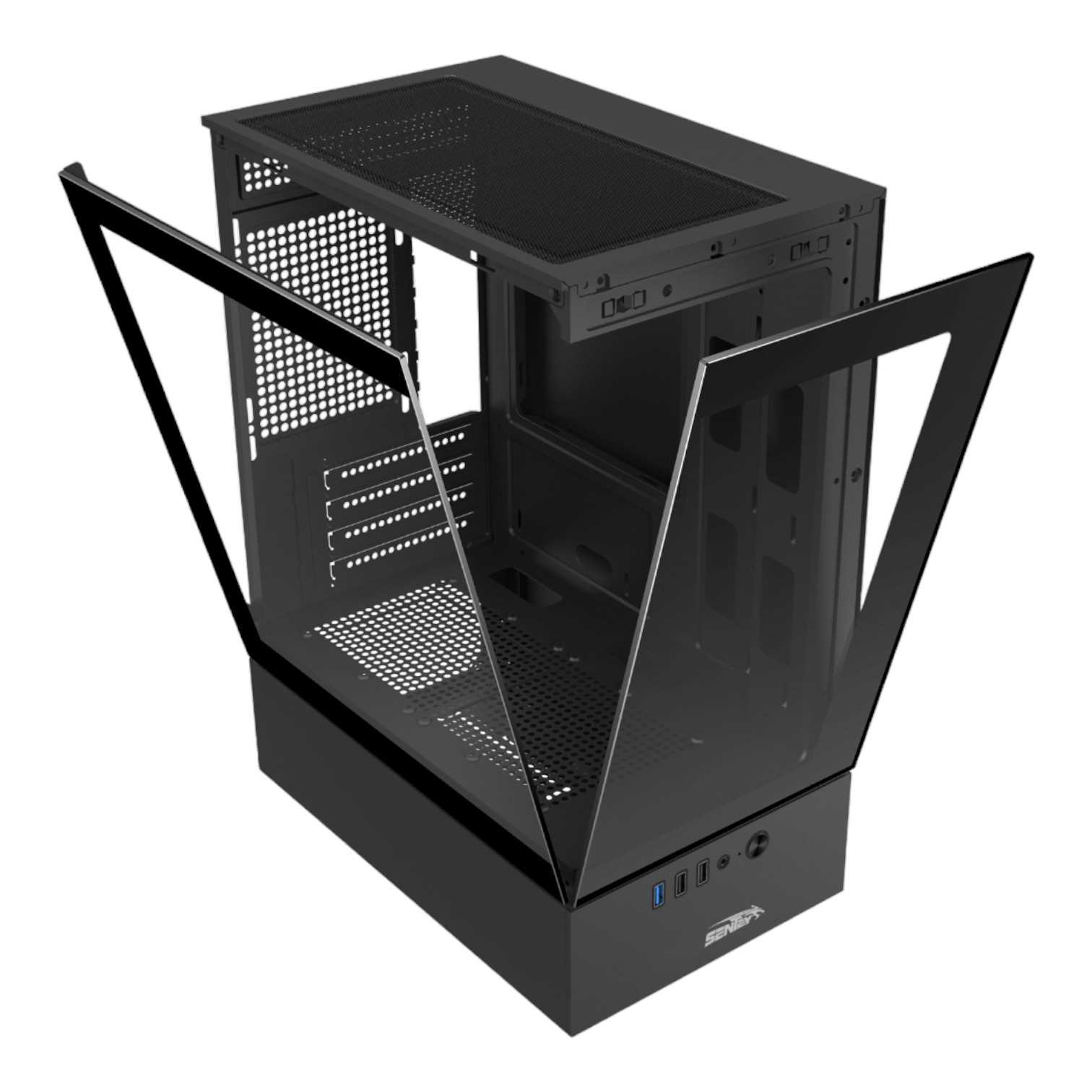 GABINETE SENTEY H10 6100-SF BLACK LATERAL Y FRENTE VIDRIO TEMPLADO