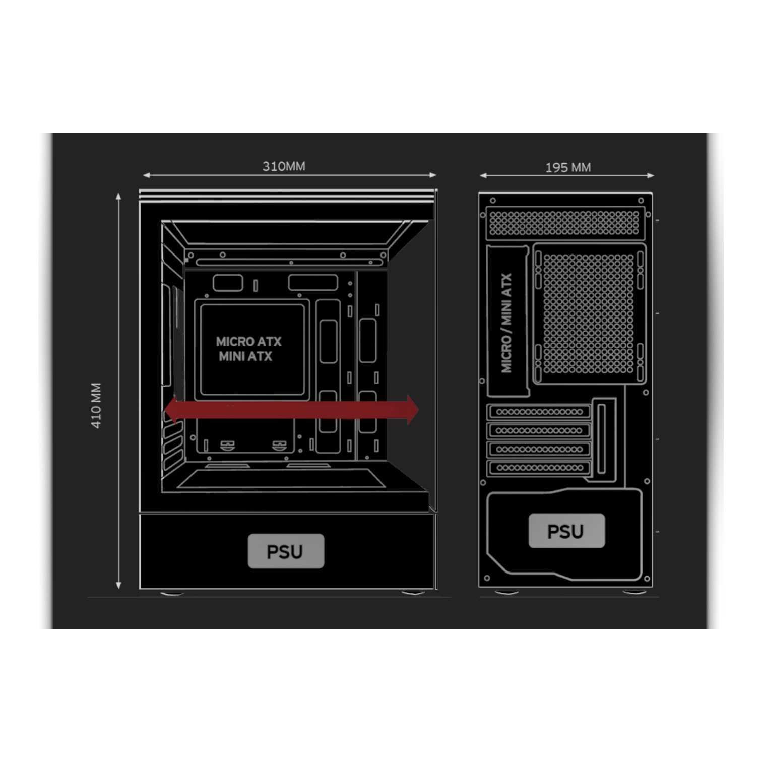 GABINETE SENTEY H10 6100-SF BLACK LATERAL Y FRENTE VIDRIO TEMPLADO