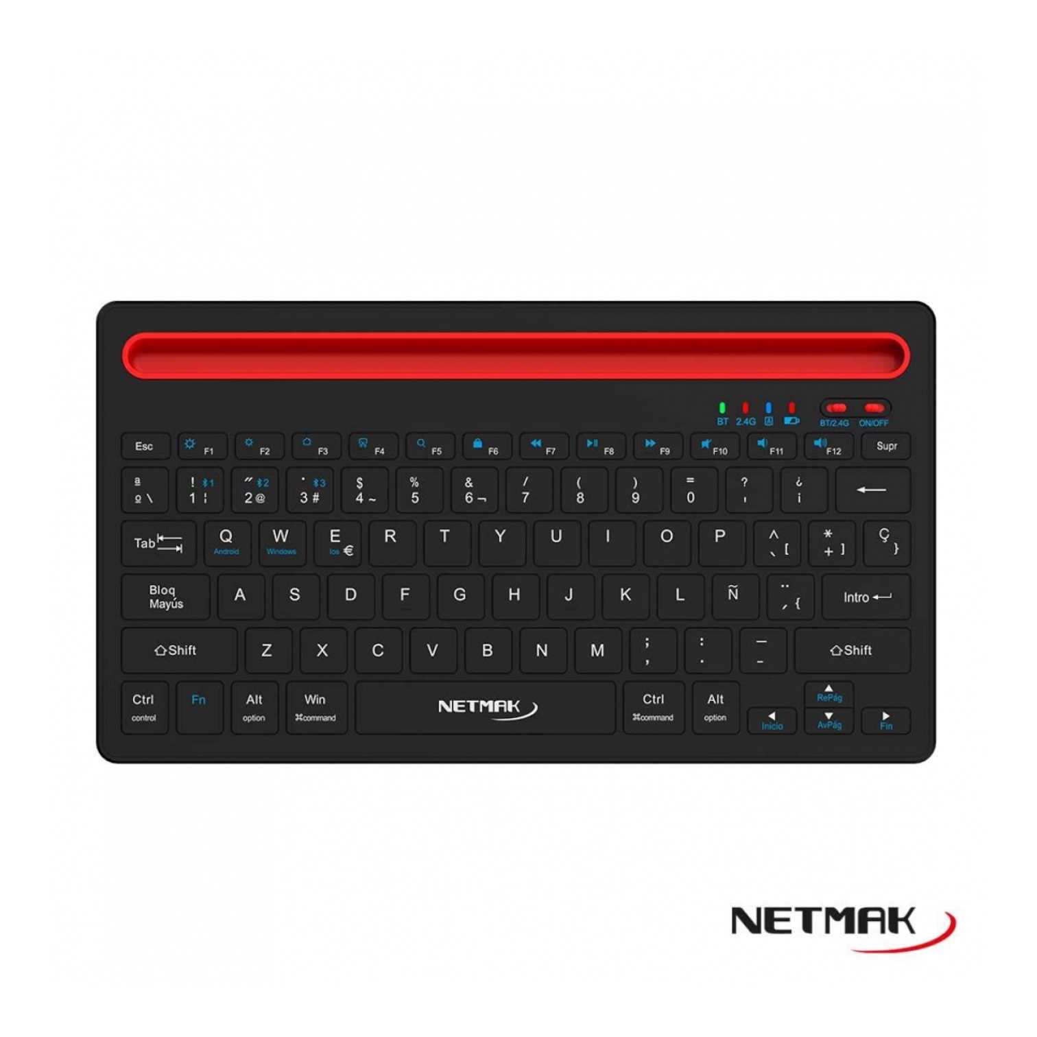 TECLADO NETMAK BLUETOOTH KB650 MULTI-DEVICE NEGRO