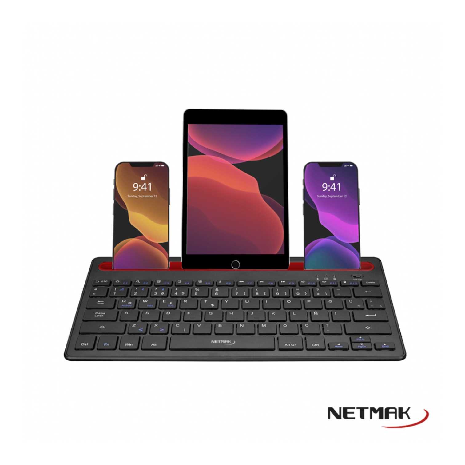 TECLADO NETMAK BLUETOOTH KB650 MULTI-DEVICE NEGRO