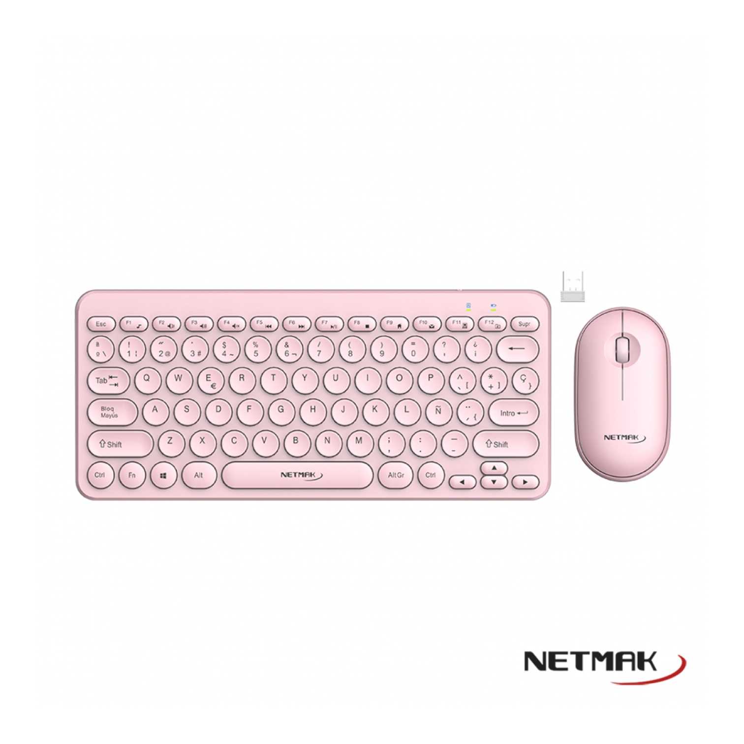 TECLADO Y MOUSE NETMAK INALAMBRICO KB850 ROSA