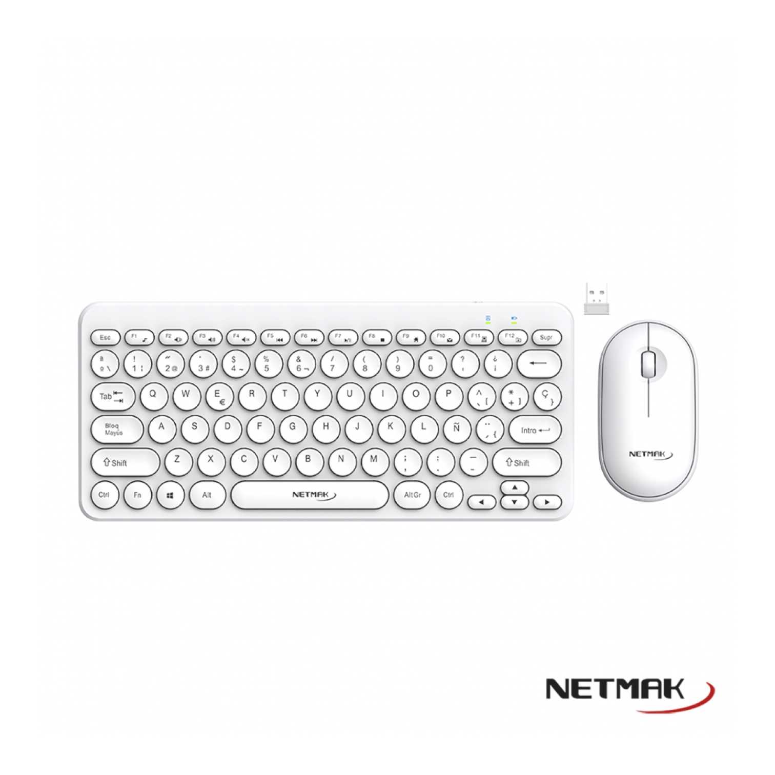 TECLADO Y MOUSE NETMAK INALAMBRICO KB850 BLANCO