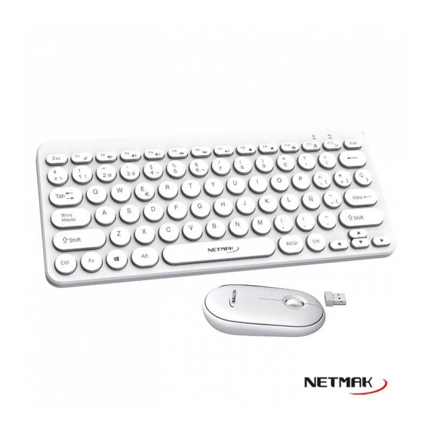 TECLADO Y MOUSE NETMAK INALAMBRICO KB850 BLANCO