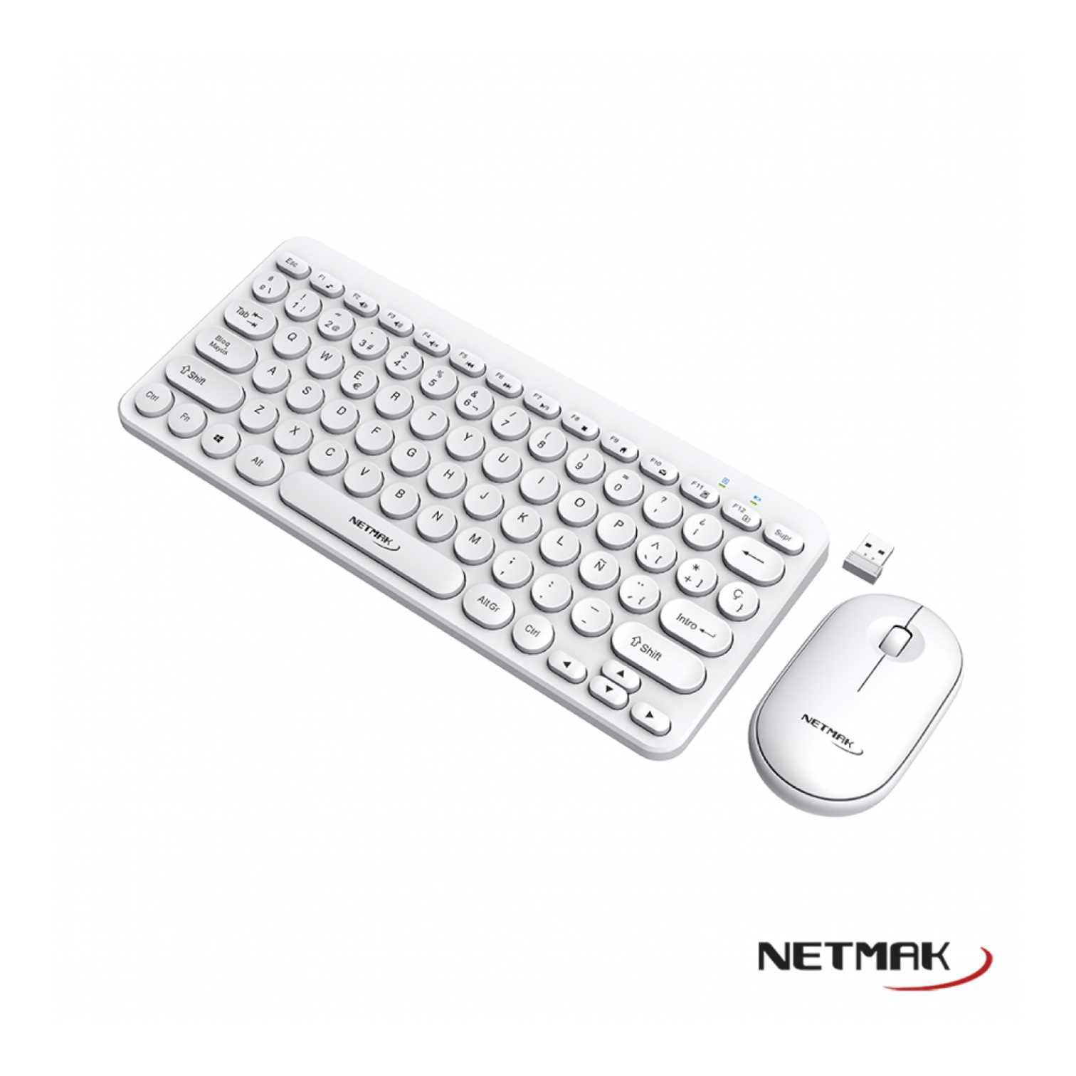 TECLADO Y MOUSE NETMAK INALAMBRICO KB850 BLANCO