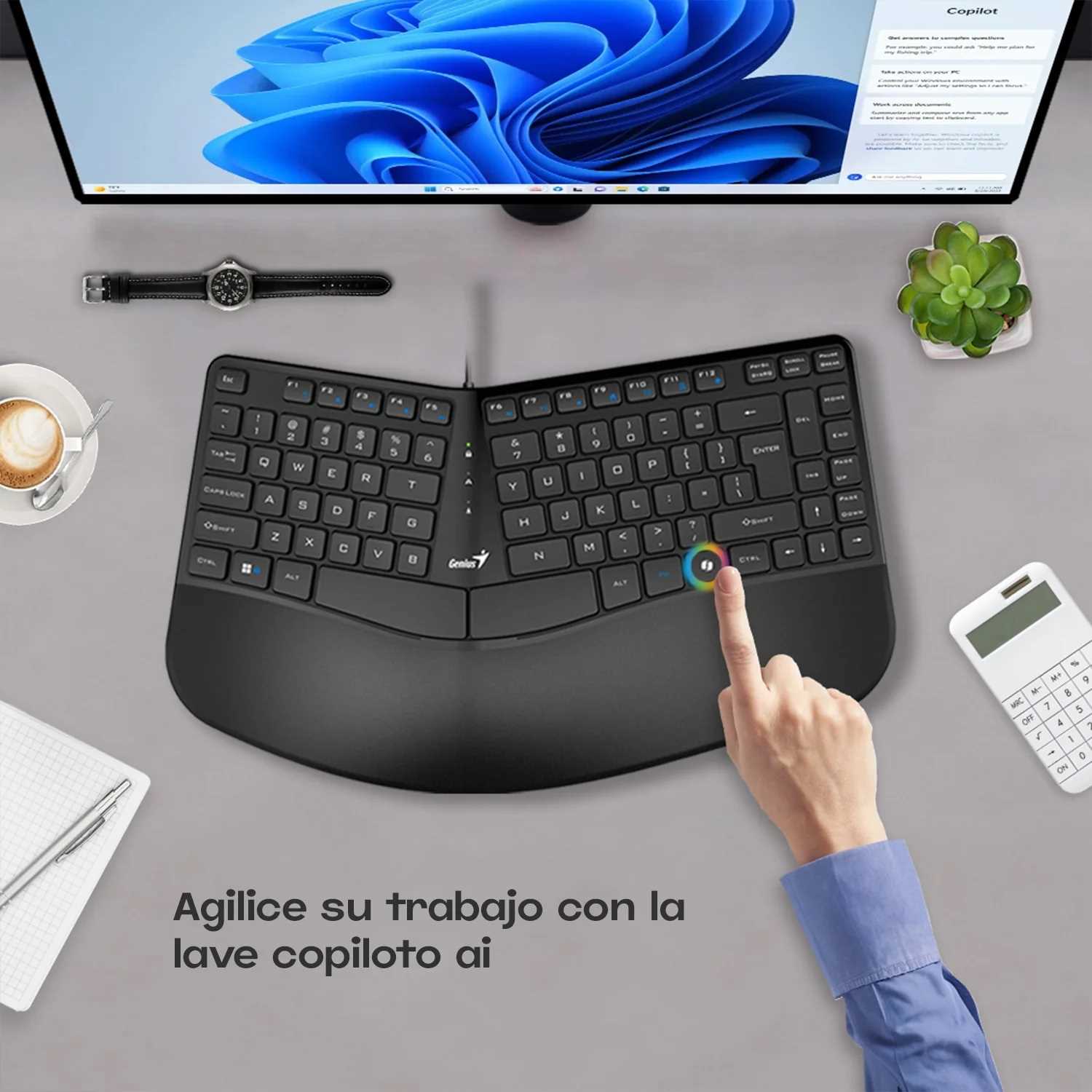TECLADO GENIUS ERGONOMICO ERGO KB-700 BLACK