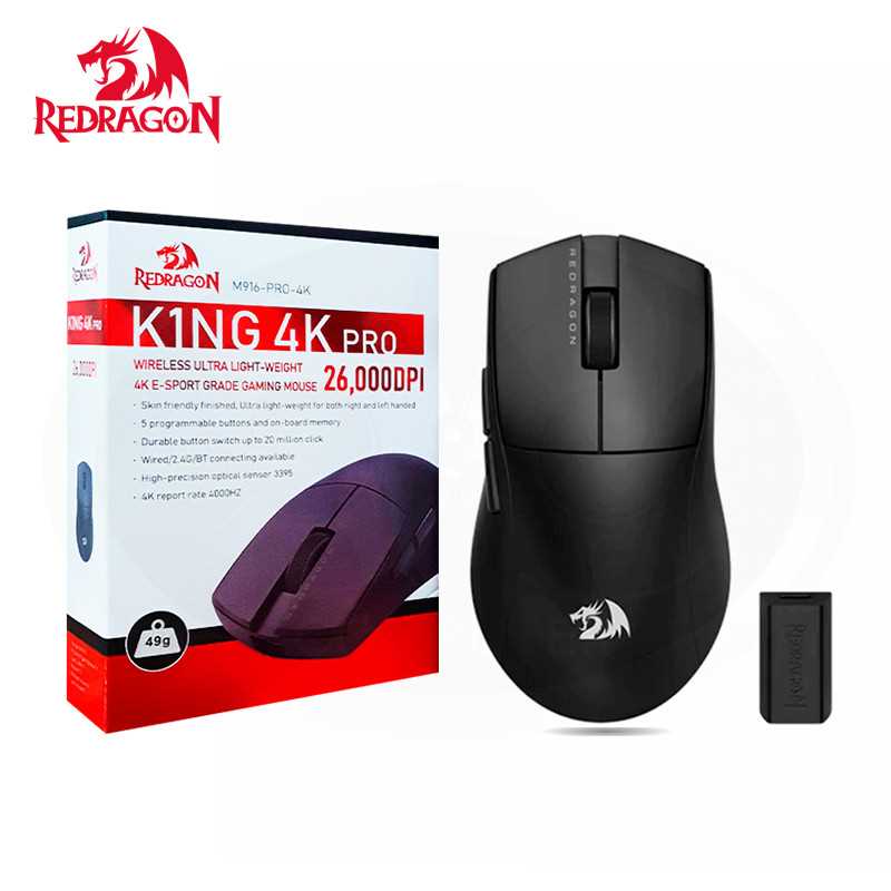 MOUSE REDRAGON KING PRO M916P 4K BLACK