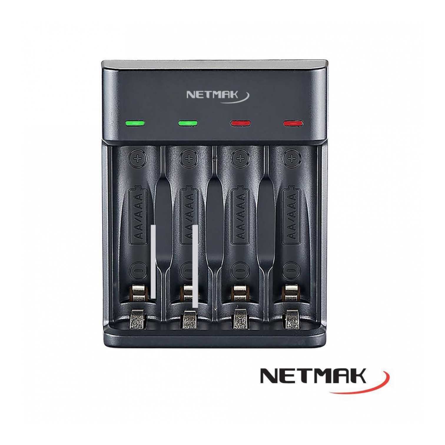 CARGADOR PILAS NETMAK NM-CH4 4 CANALES RAPIDO