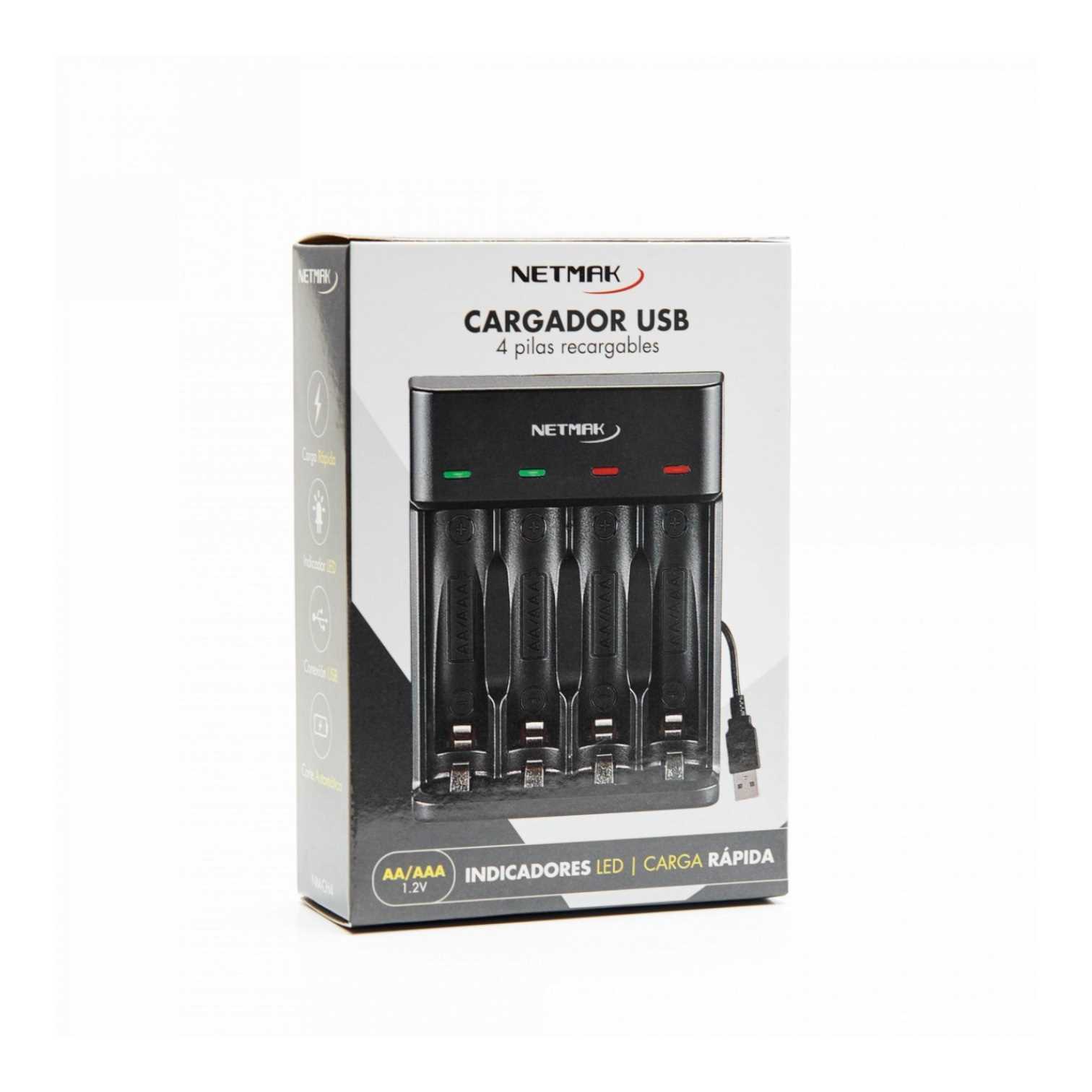 CARGADOR PILAS NETMAK NM-CH4 4 CANALES RAPIDO