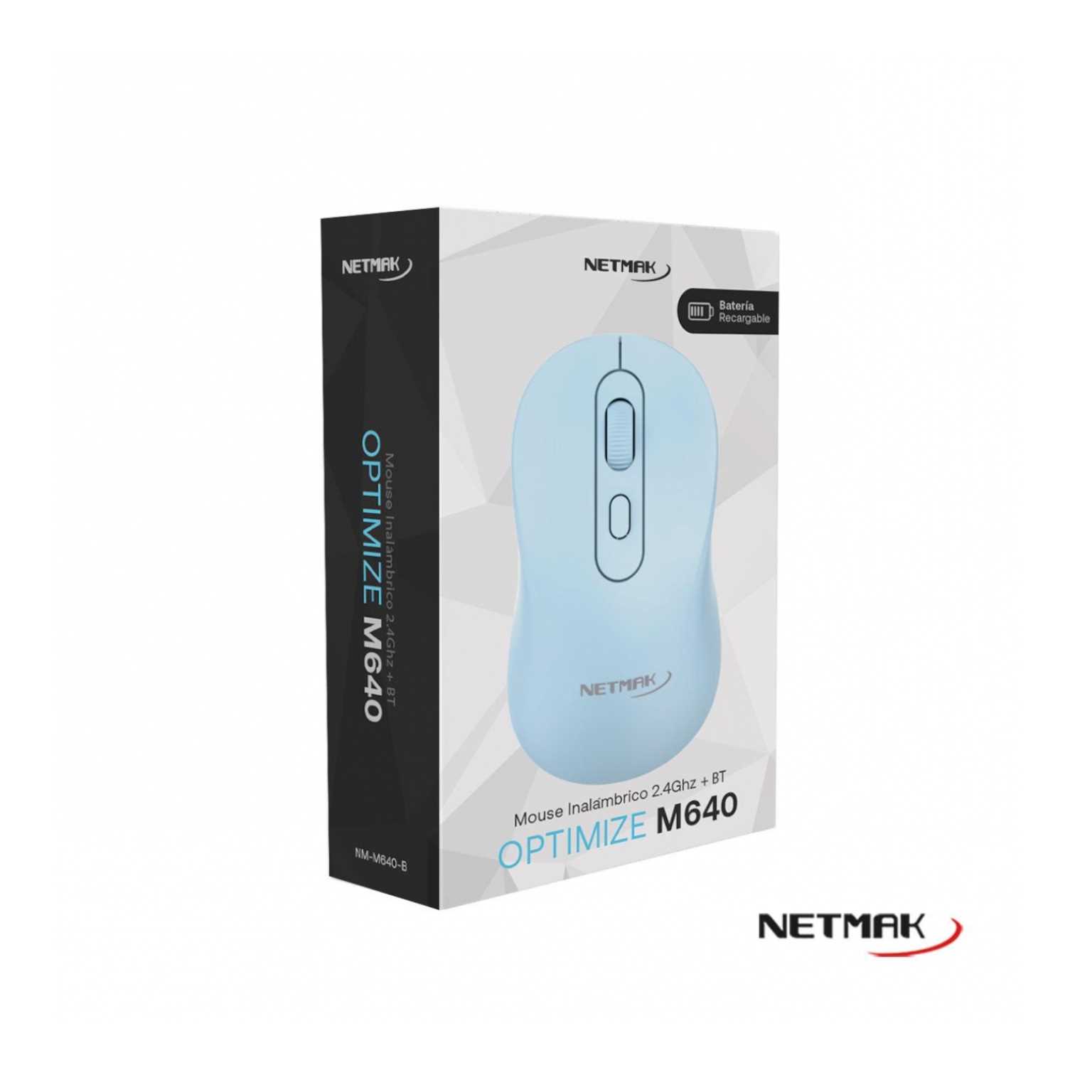 Mouse Inalambrico Optimize Netmak Bateria recargable (NM-M640-B) Celeste