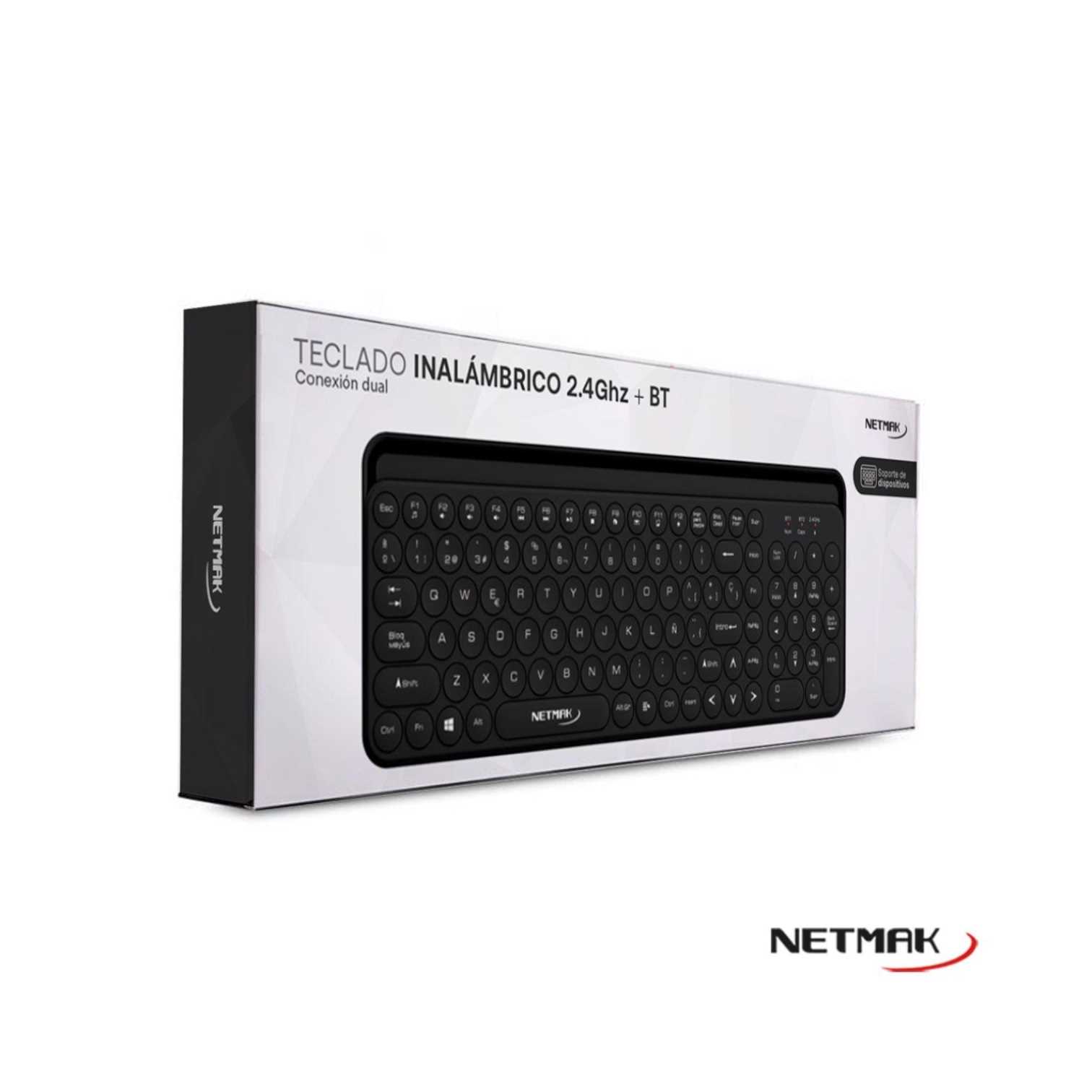 TECLADO NETMAK INALAMBRICO + BT 5.0 NM-KB380 NEGRO