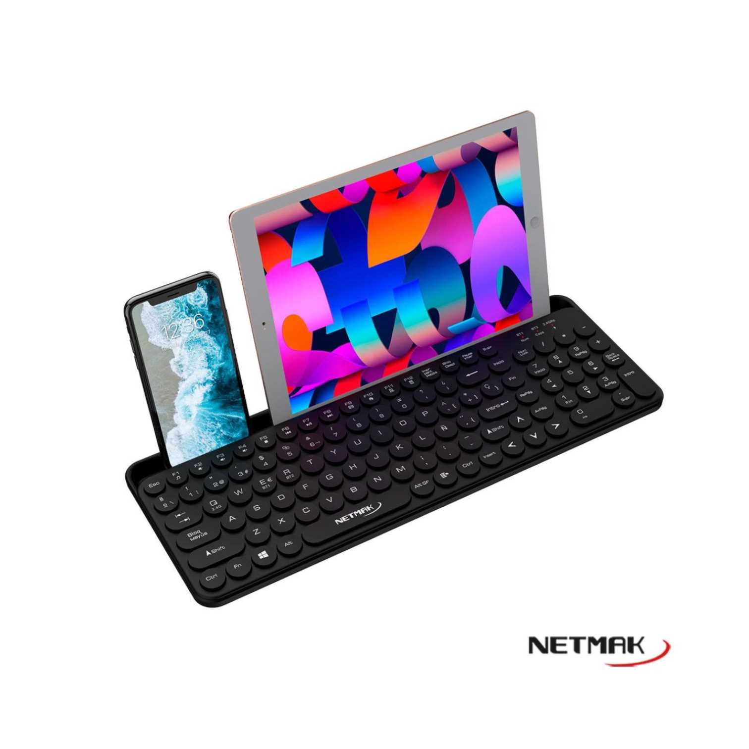 TECLADO NETMAK INALAMBRICO + BT 5.0 NM-KB380 NEGRO